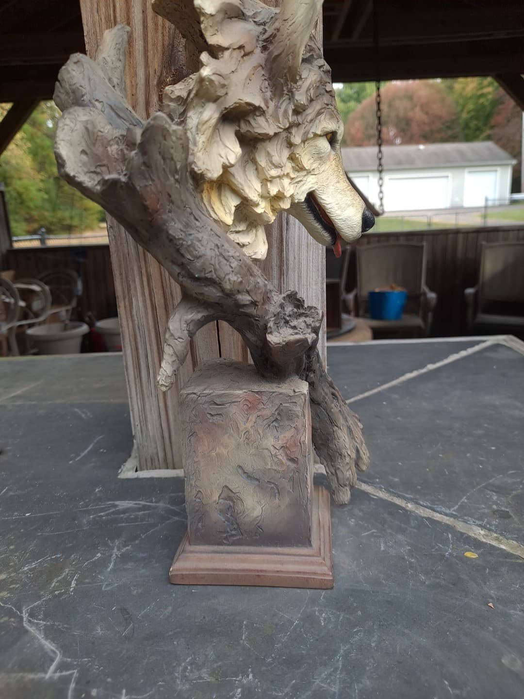 Fine Art Mint Condition Steven Herrero Survivor Wolf Sculpture Signed 4