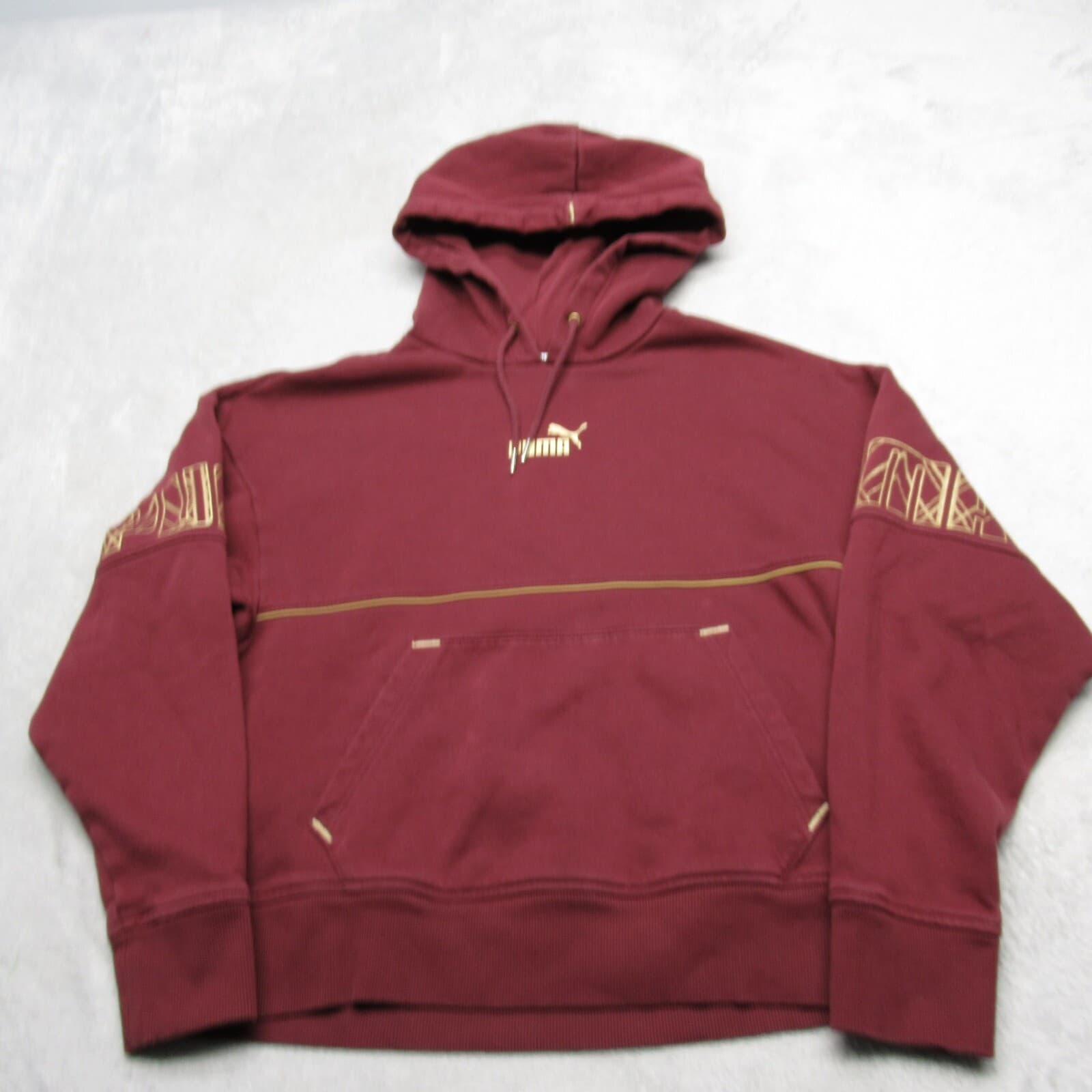 Puma Hoodie Youth Medium Purple PowerDeco Pocket Fleece Pullover Sweatshirt READ 2