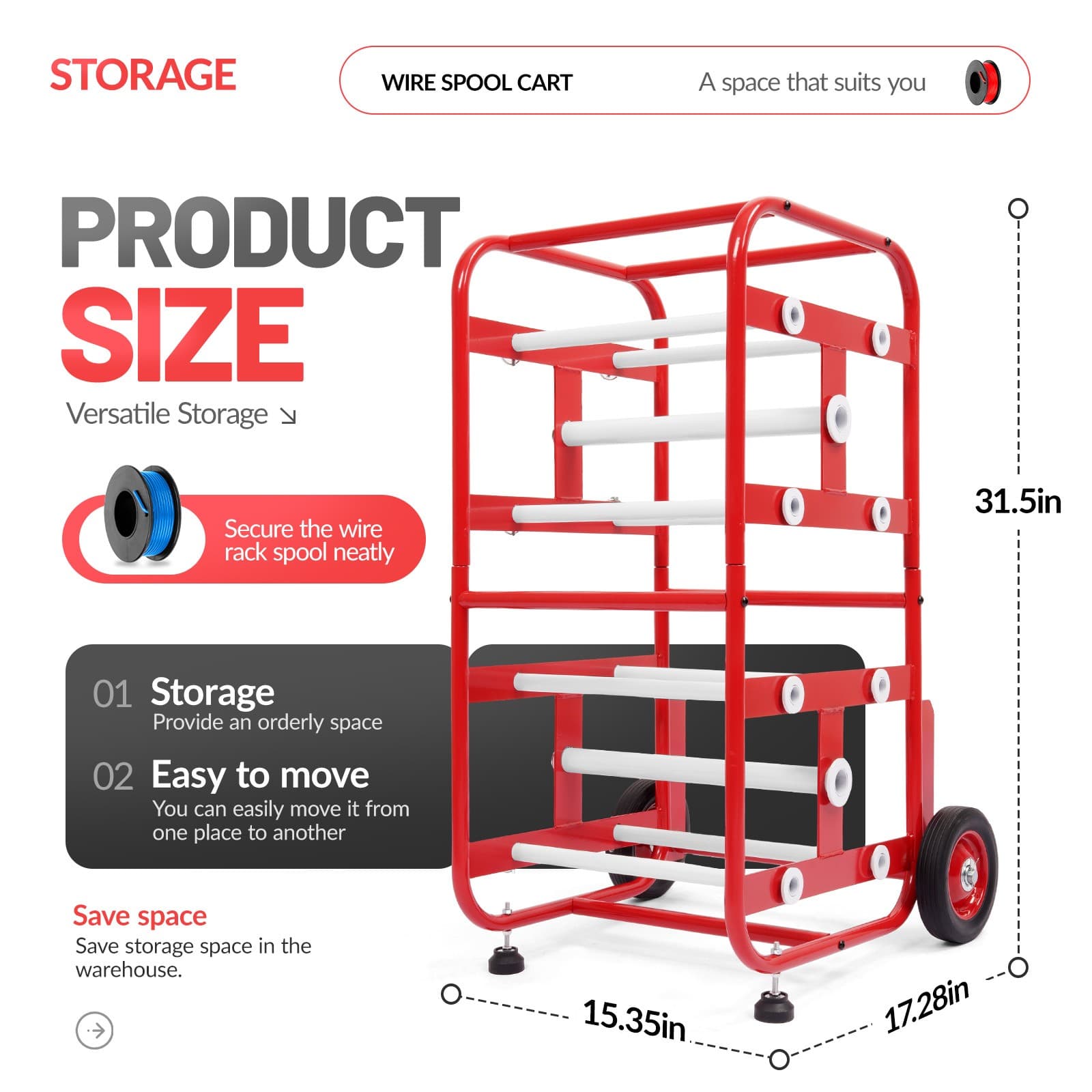 Transportable Multiple Axle Cable Caddy Wire Spool Cart For Workplace Efficiency 2