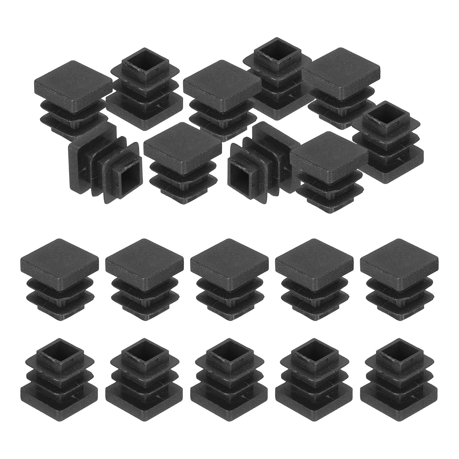 1/2"x1/2" Plastic Tubing End Caps, 20Pcs Square Hole Plug Insert, Black
