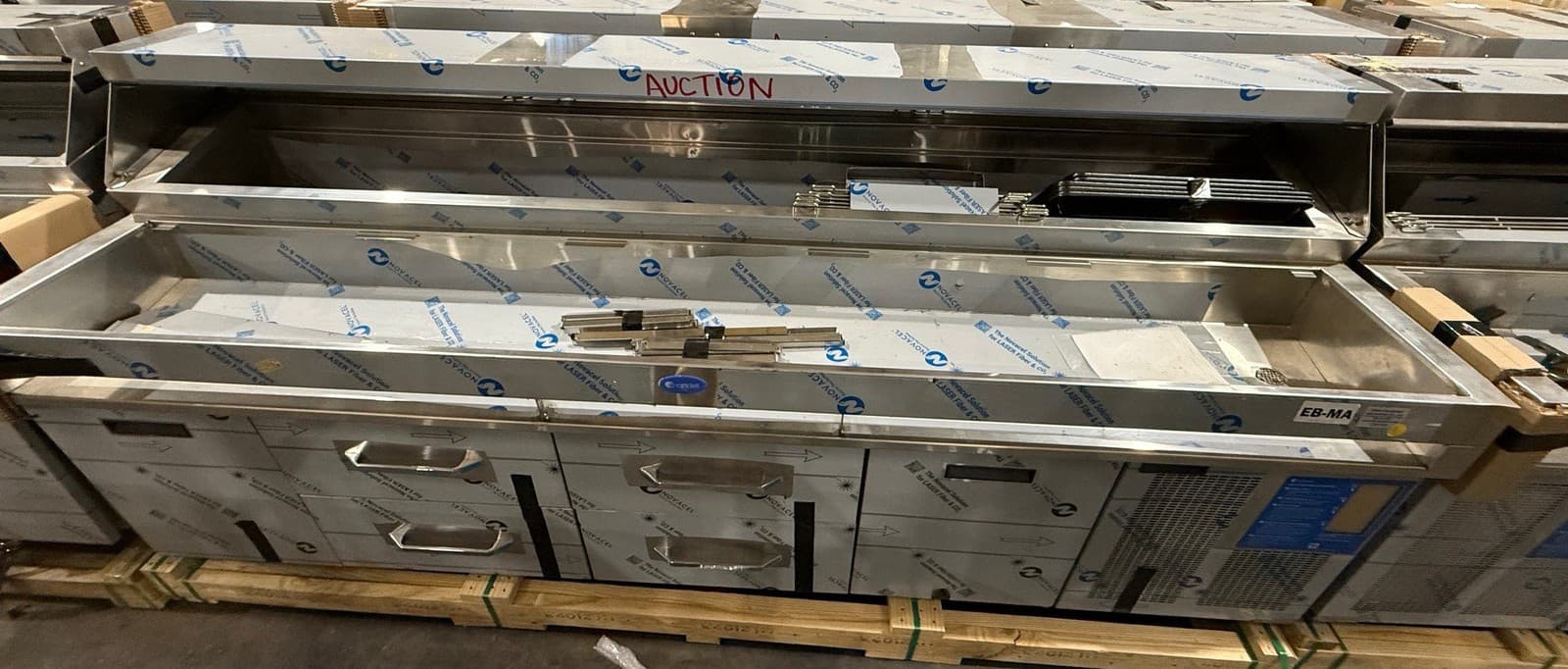 NEW RANDELL DOMHC120R 10' 4-DRAWER 2-DOOR REFRIGERATED PIZZA SANDWICH PREP 2