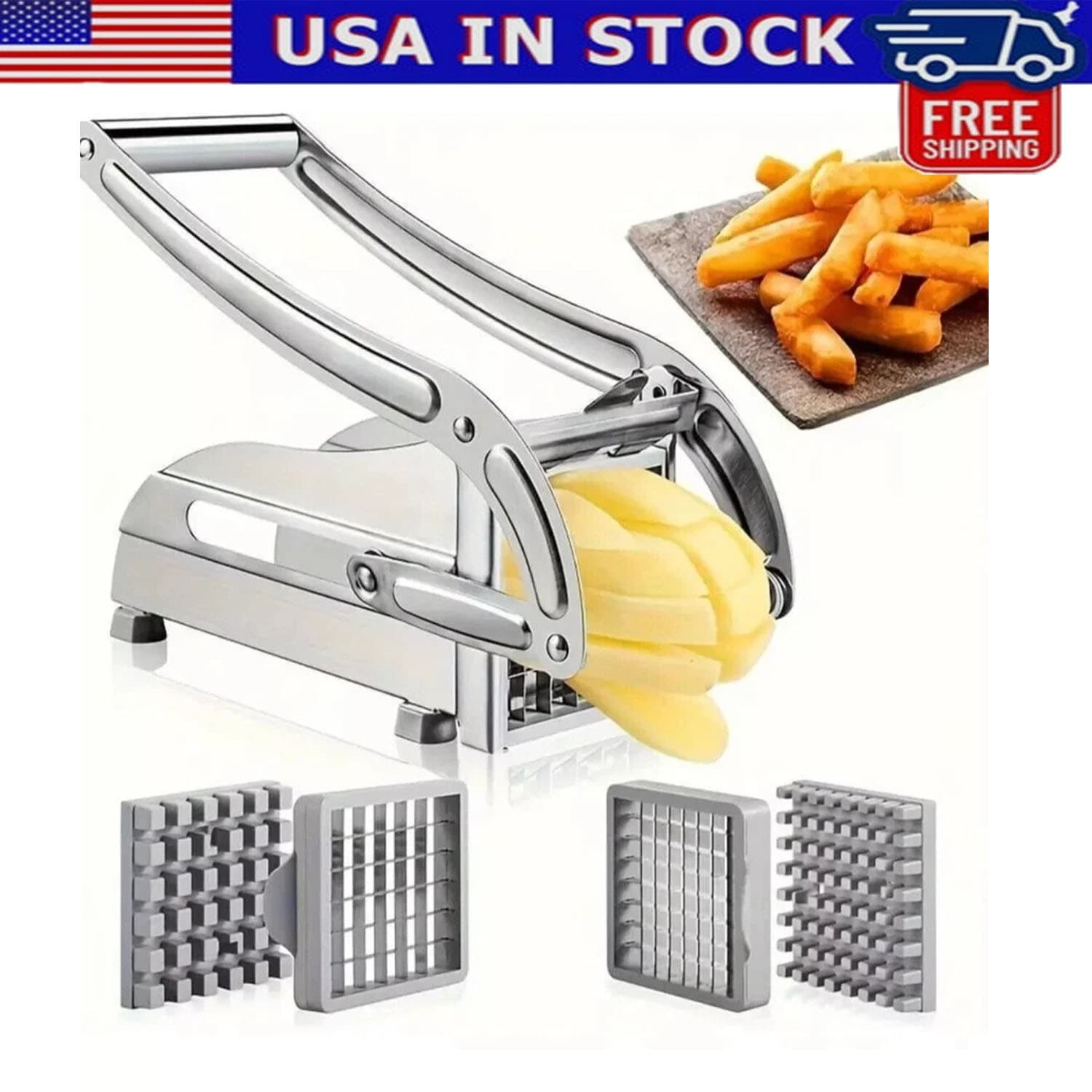 Heavy Duty Stainless Steel French Fry Cutter with Suction Feet for Potatoes