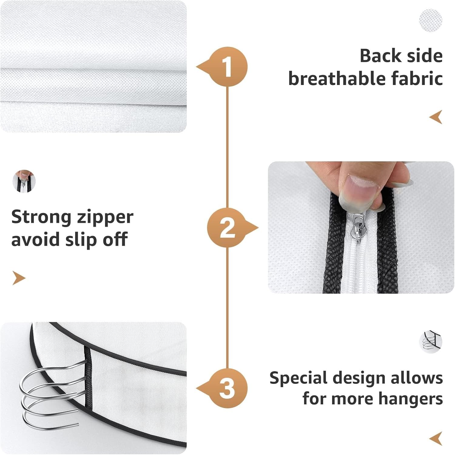 3PCS Clothes Garment Bags Clear Dust Cover Storage 4" Gussetes Suits Coat Jacket 4