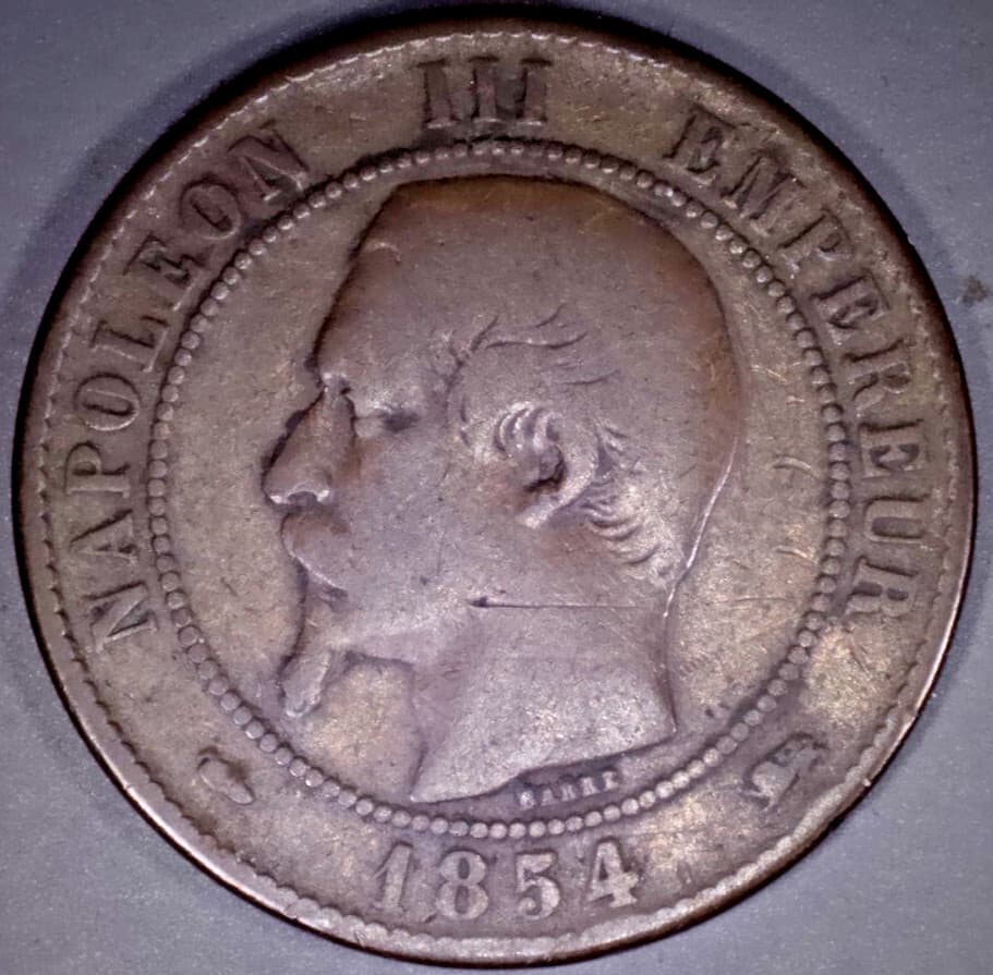 1854 France 10 Centimes - Napoleon III 3