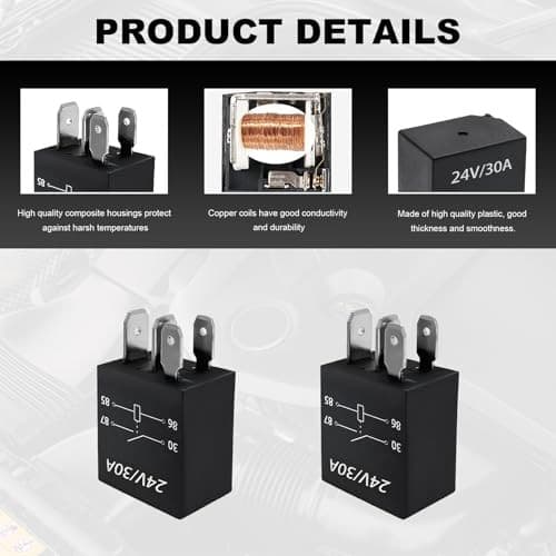 2 PCS 4 Pin Car Starter Relay, 24V 30A Multi-Purpose Automotive Relays, 2PCS 4
