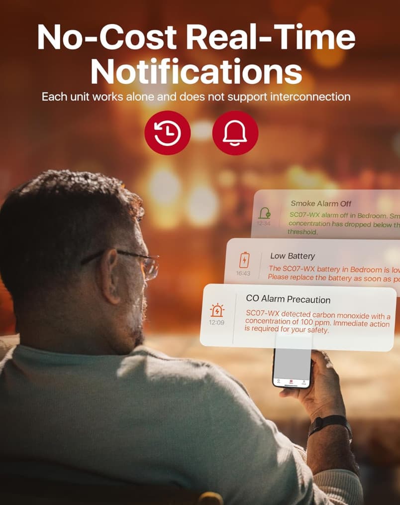 X-Sense SC07-WX - 6 Set, Wireless Smoke and Carbon Monoxide Detector's alarm 4