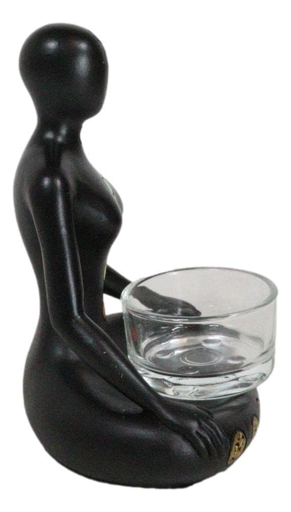 Rainbow 7 Chakra Zones Yoga Avatar Meditating Votive Candle Holder Figurine 6