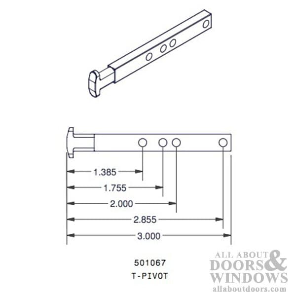 Pivot Bar T Head End Pivot Bar 4 Holes 3 Inches Long Zinc Pivot Bar 3