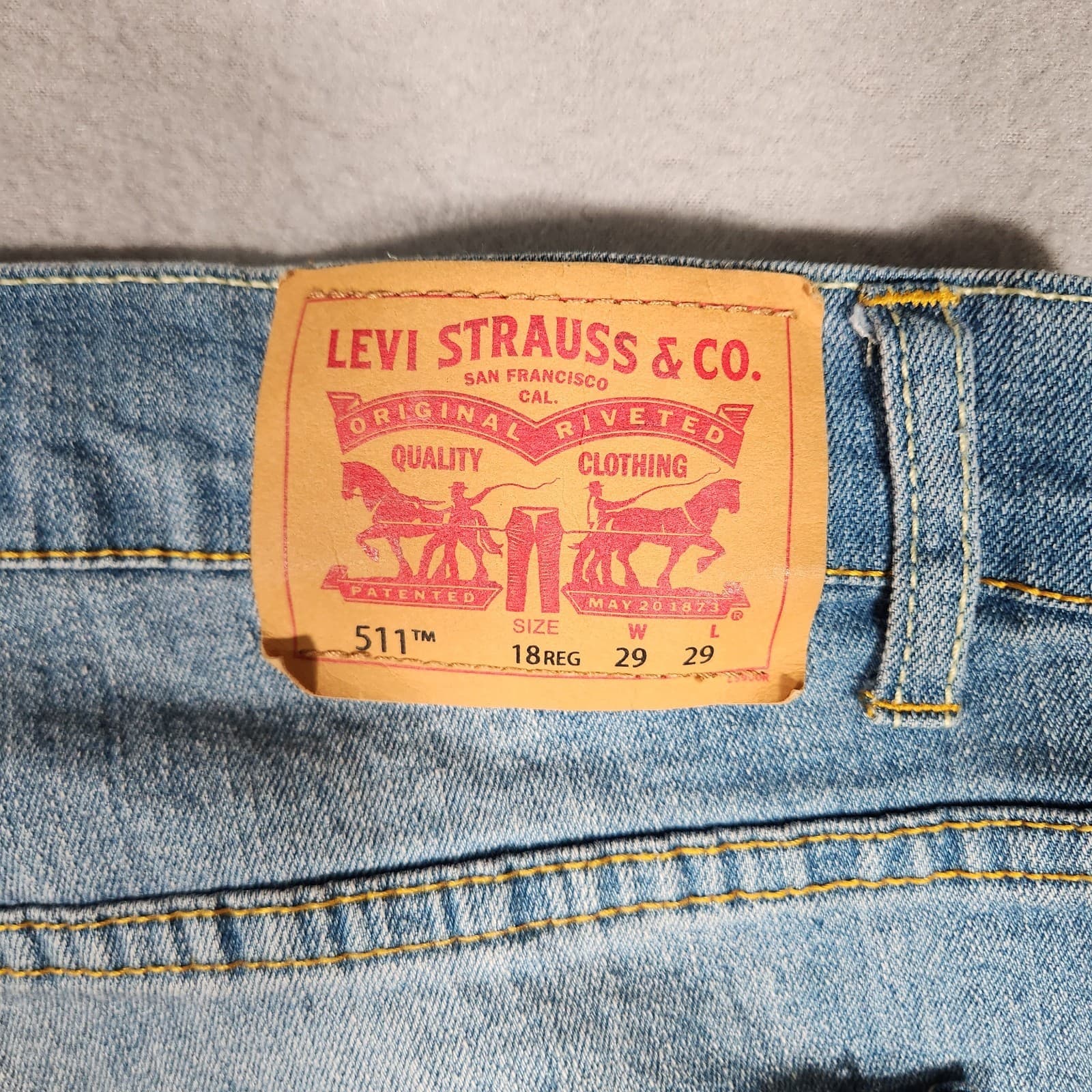 Levis 511 Jeans Youth Boys 18 Regular 29x29 Blue Slim Light Wash Denim Stretch 5