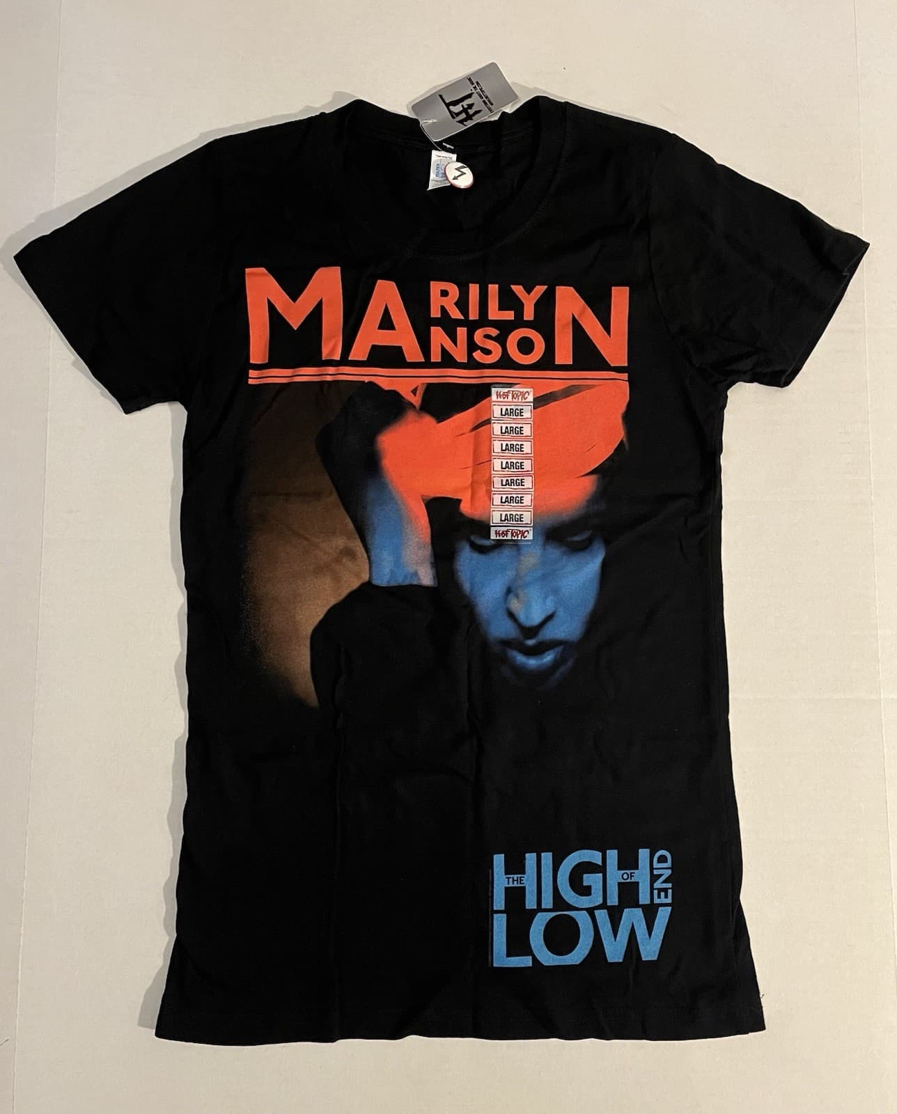 MARILYN MANSON The High End Of Low 2009 Hot Topic LARGE Tultex Girly t-shirt MWT