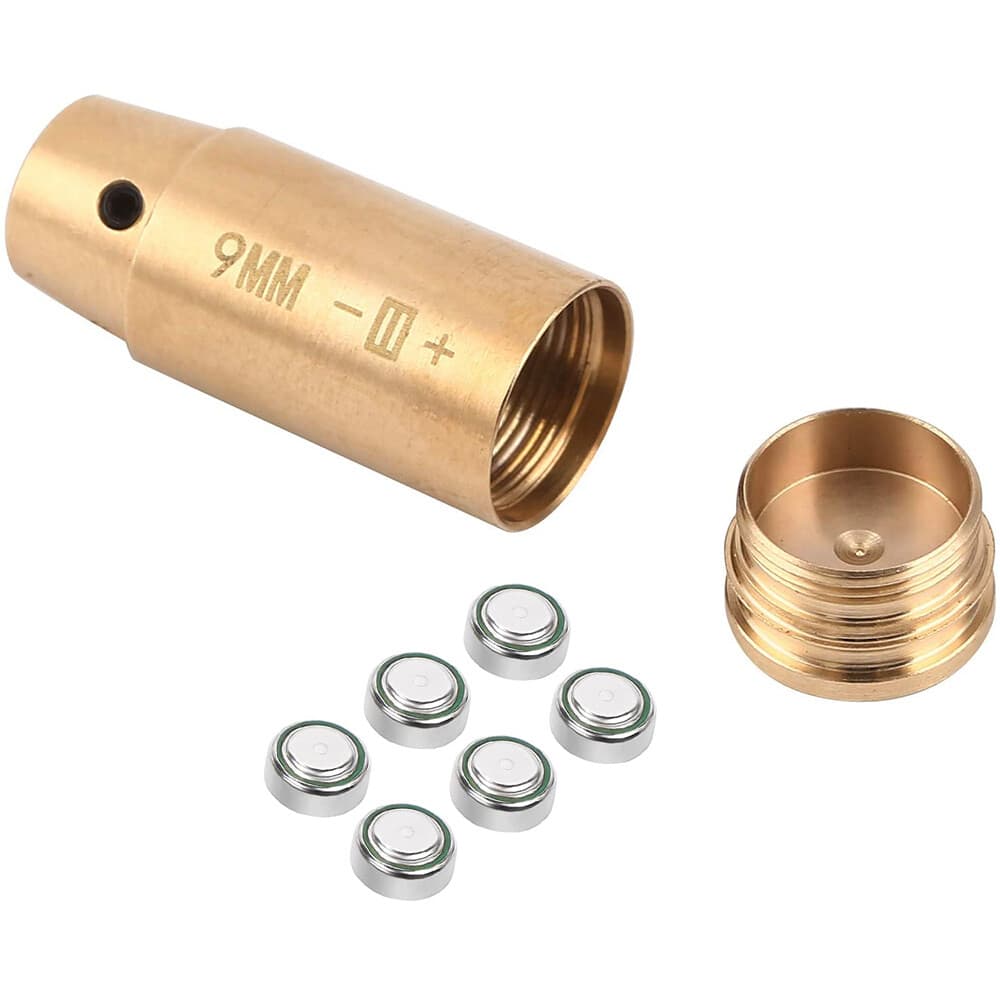 CAL 9mm Red Laser Bore Sight Brass Cartridge Bullet Shap Boresighter 6 Batteries 4