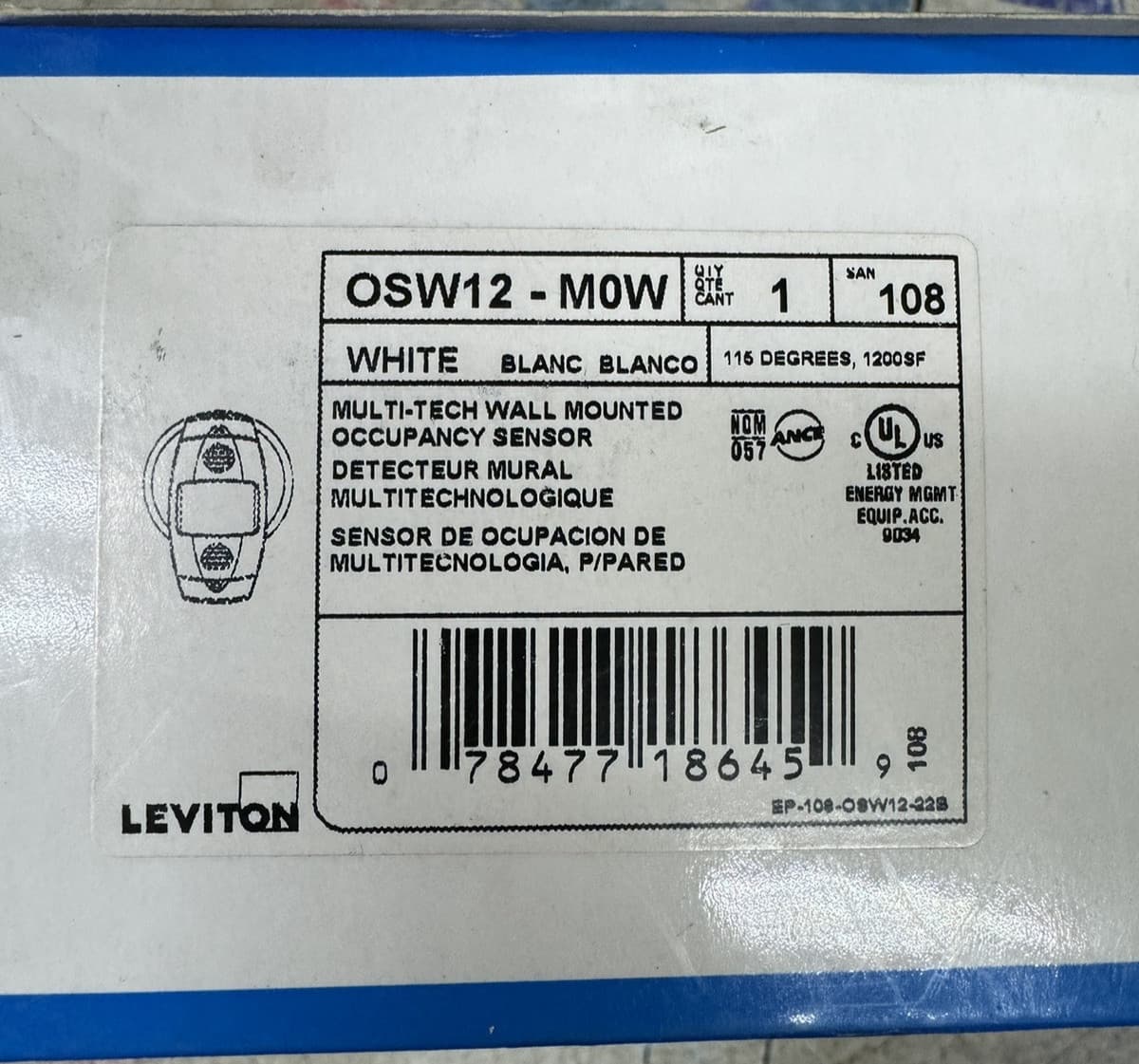 ✅ IN HAND ✅ Leviton OSW12-M0W Multi-Tech Wall Mounted  Motion Sensor 24VDC  3