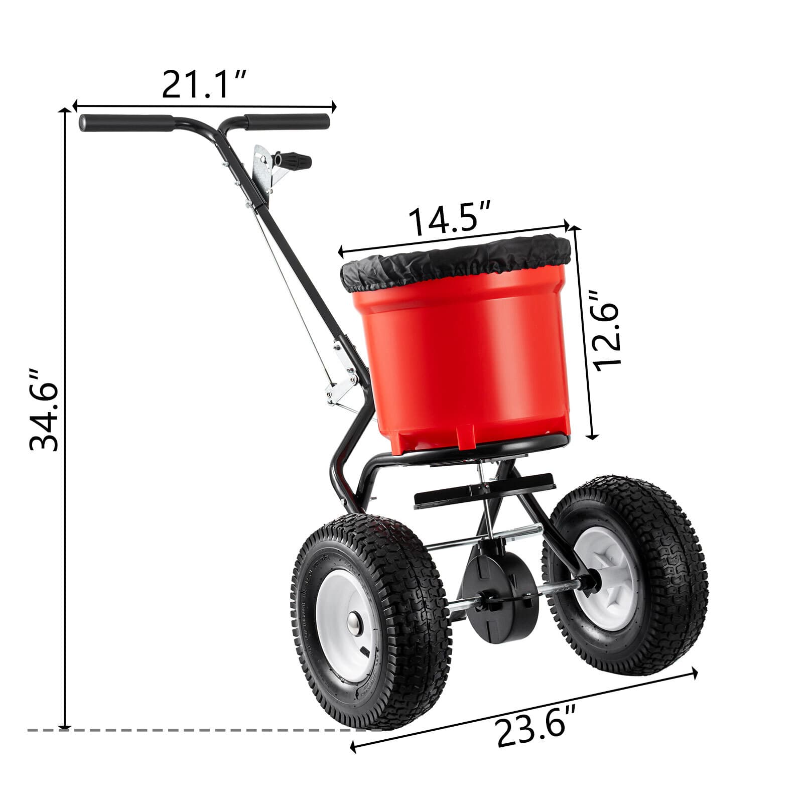 Commercial 90LB Broadcast Fertilizer Spreader Walk-Behind Push Garden Seeder Red 3