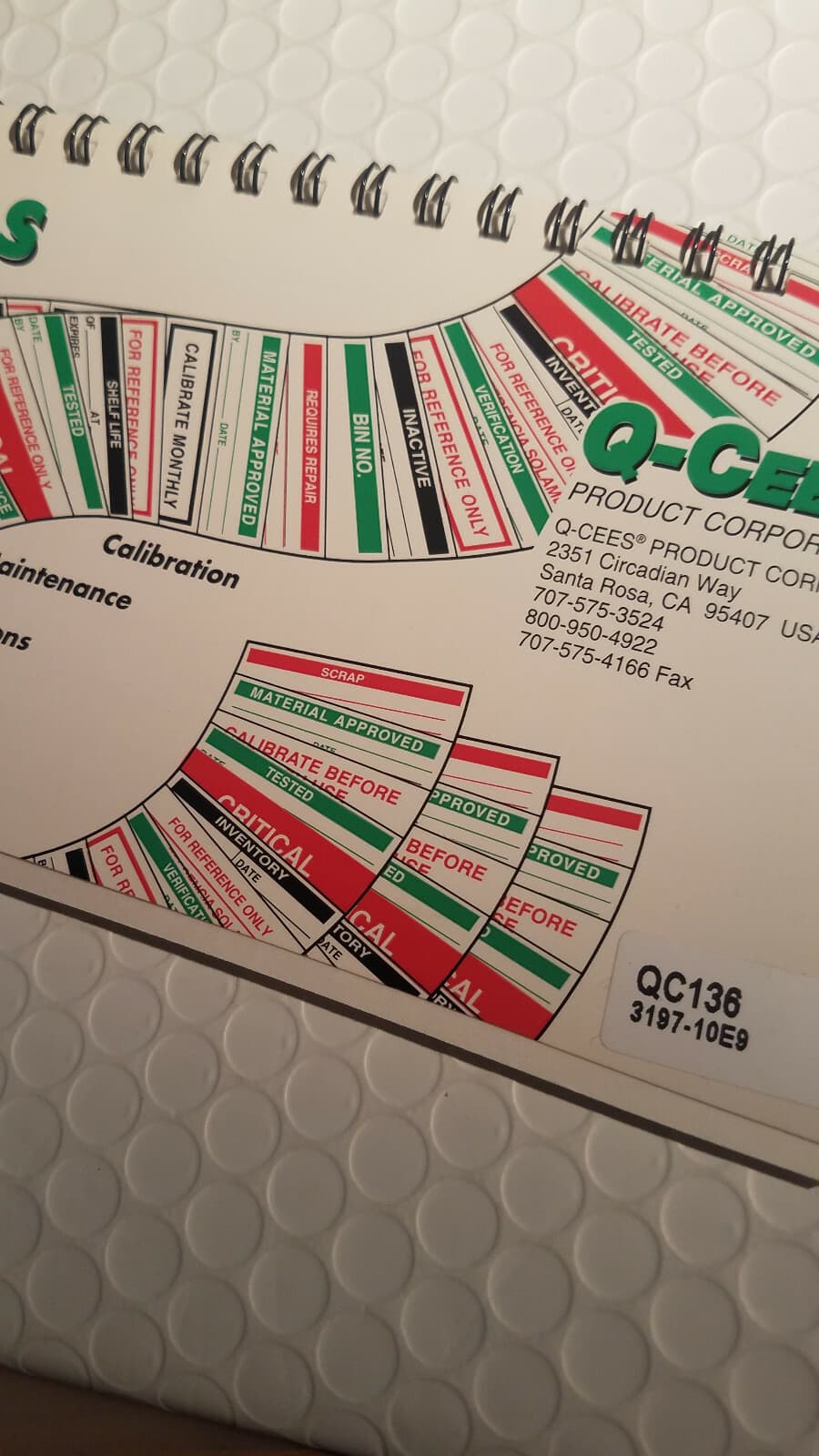 Q-CEE'S CALIBRATION LABELS BOOKLETS #QC136 RED 3197-10E9 "For Reference Only" 2