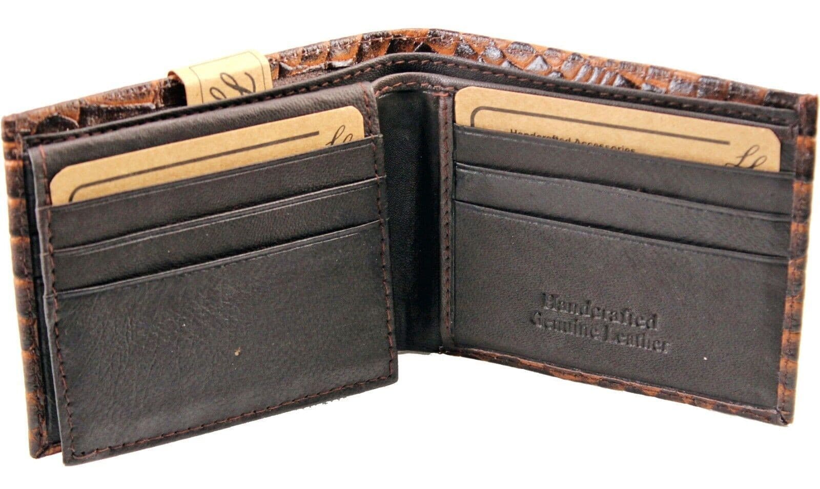 New Mens Genuine Leather Bifold Wallet ID Credit Card Alligator Window Crocodile 6