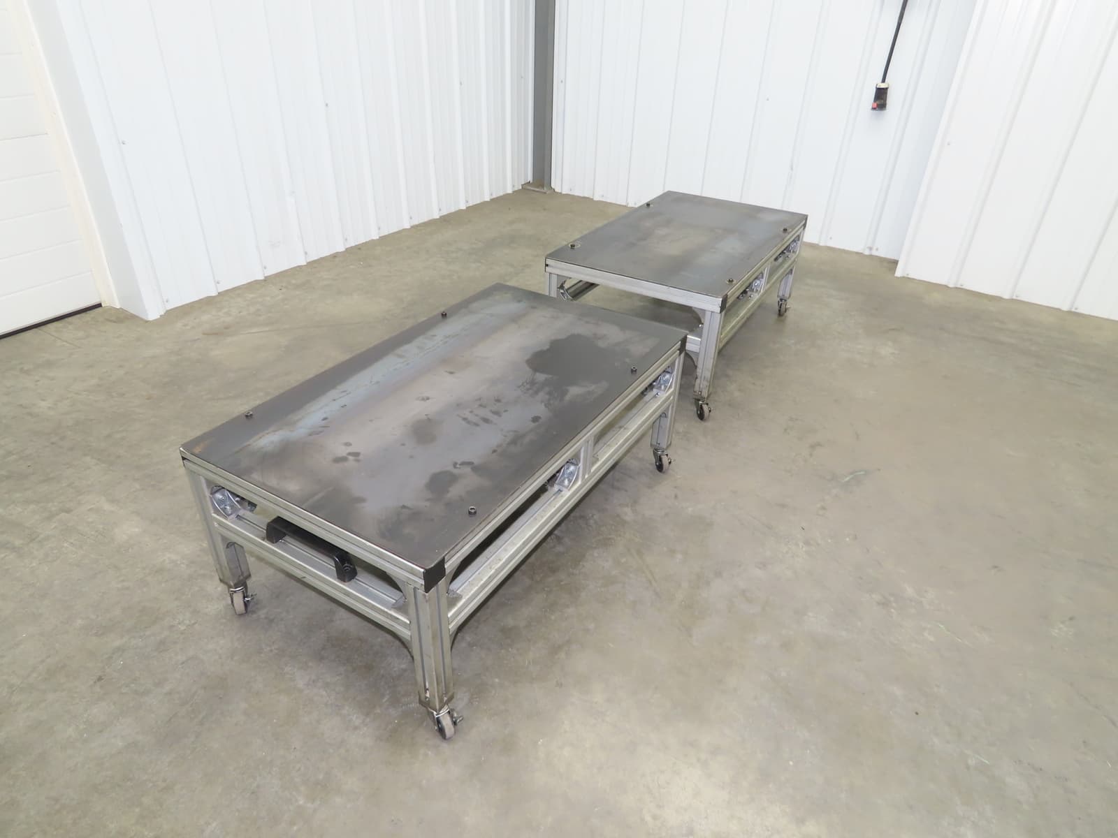 3/16" Steel Top Aluminum Table Work Cart 80/20 Extrusion T Slot 39x23" Lot of 2 2