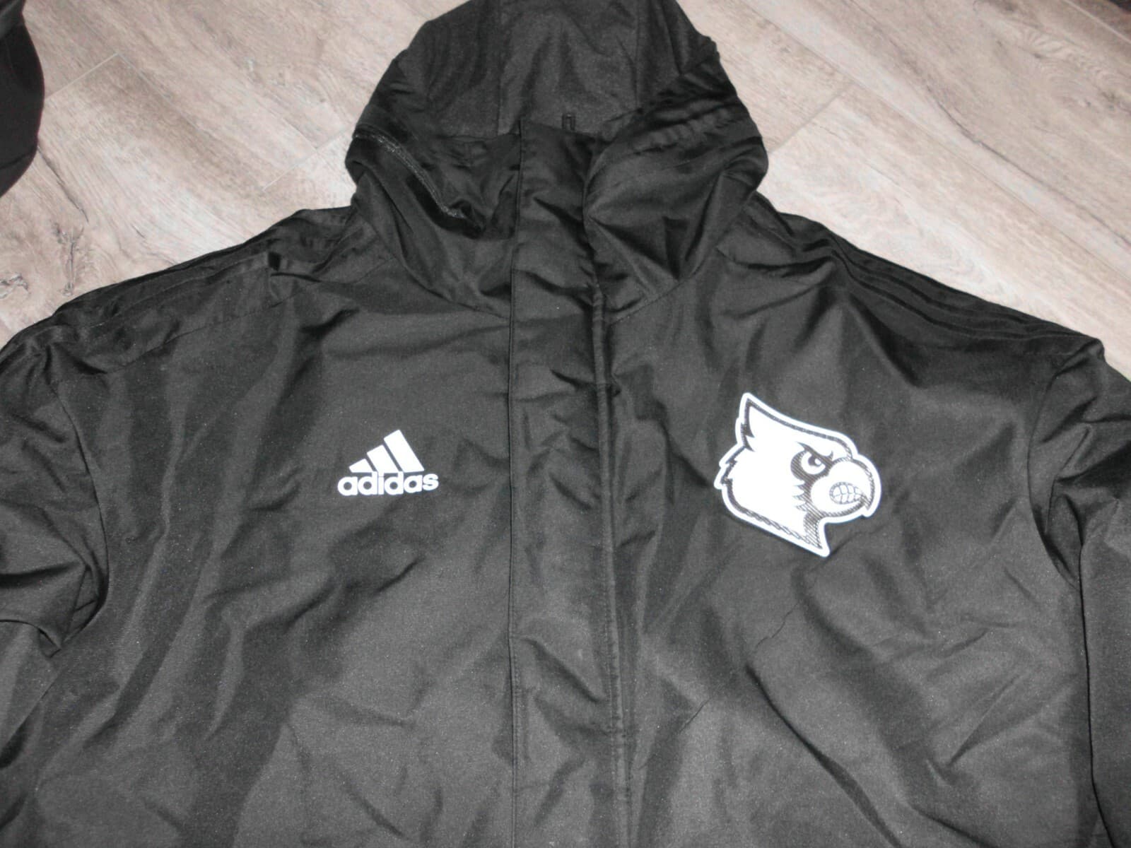 Louisville Cardinals Football Adidas Team Issued Sideline full zip black coat L 2