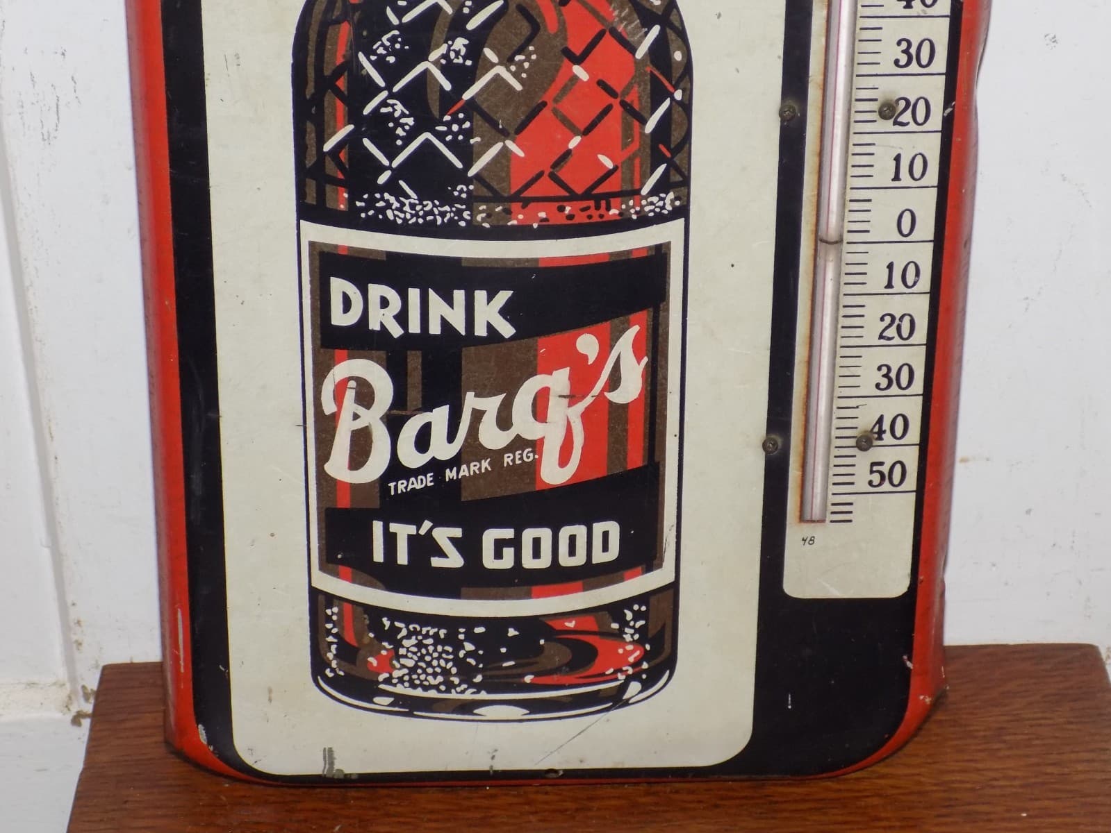Vintage Drink Barq’s Root Beer Metal Thermometer, It Works!. 4