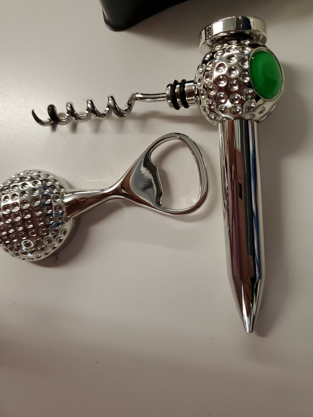 Man About Town Designer Golf 2 Pc Barware Set Wine Corkscrew  Beer Opener 6