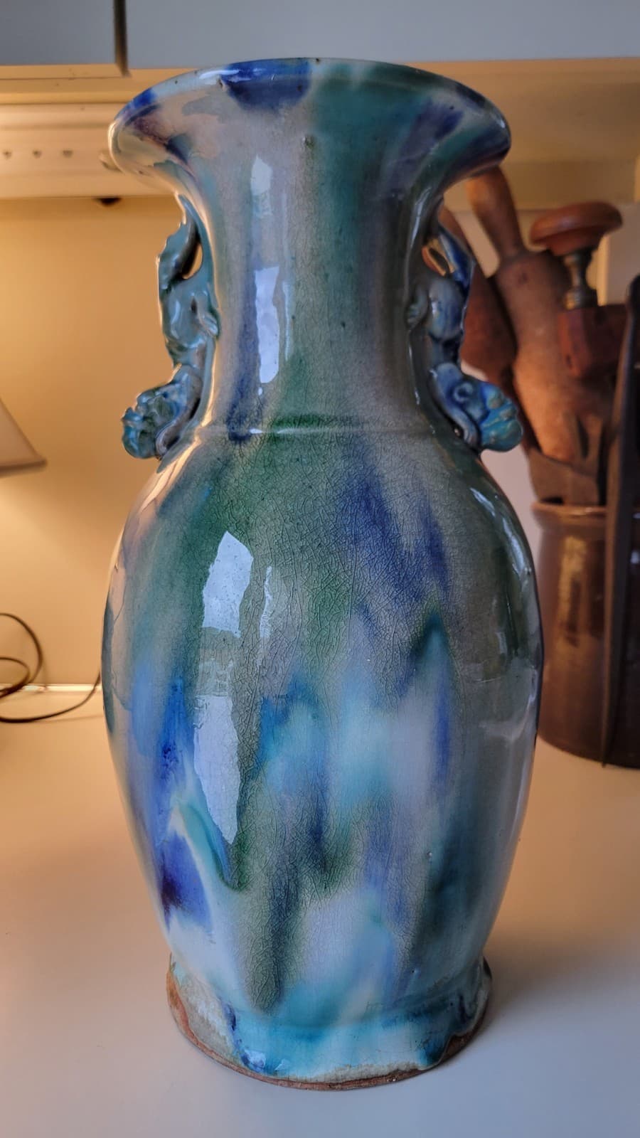 Large Chinese Shiwan Flambe Pottery Vase 2