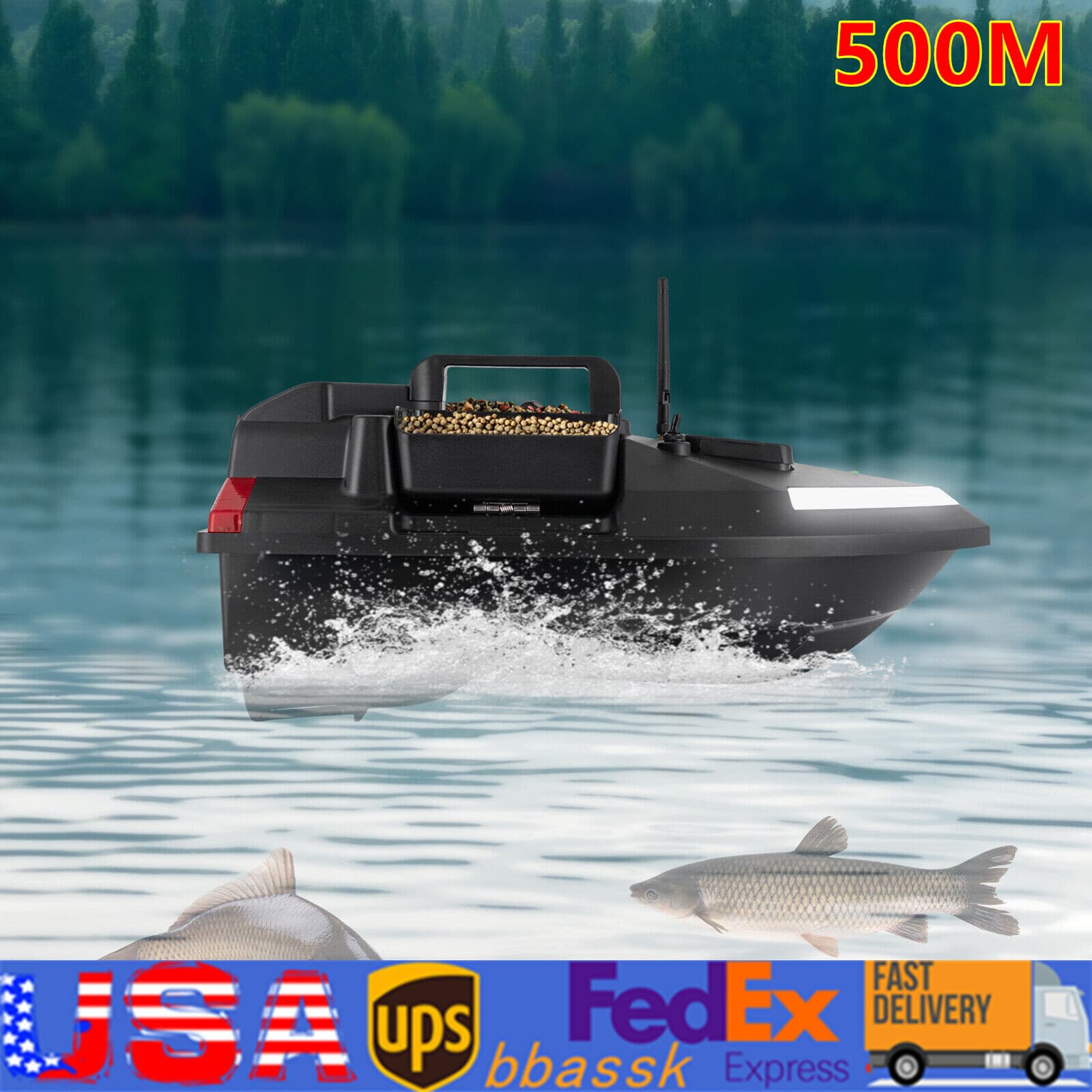 500m RC Fishing Bait Boat GPS Dual Motor 4 Hours Using Time 2kg Loading