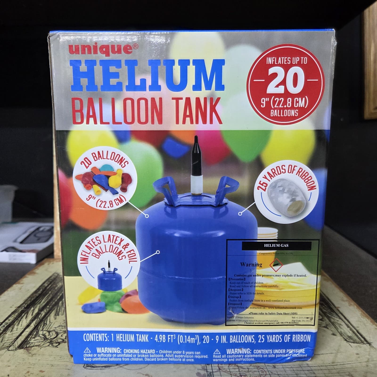 Helium Balloon Tank Kit, 4.98 Cu ft- 20 Mini Balloons Included  + Ribbon - NEW!