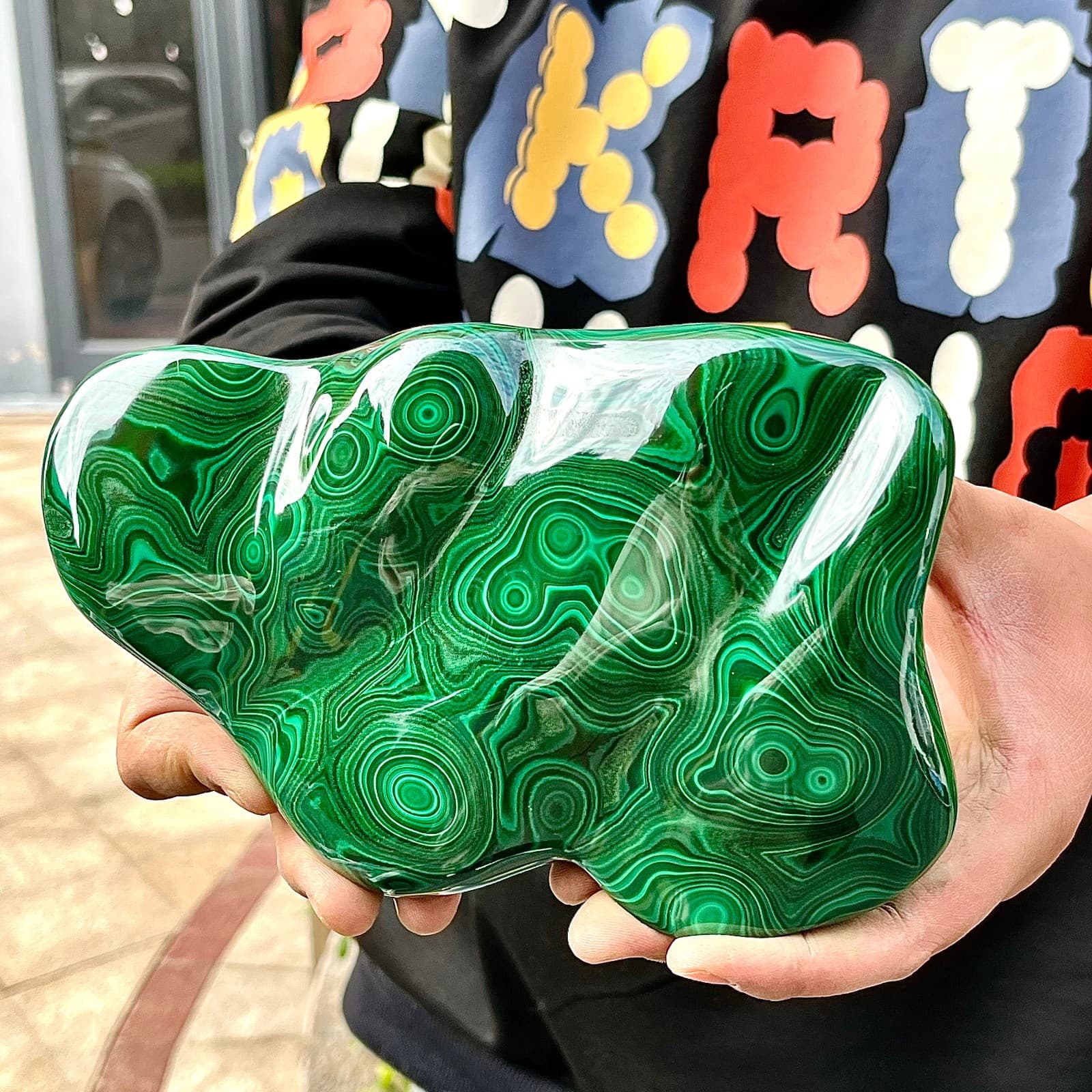 4.03LB Natural glossy Malachite transparent cluster rough mineral sample 4