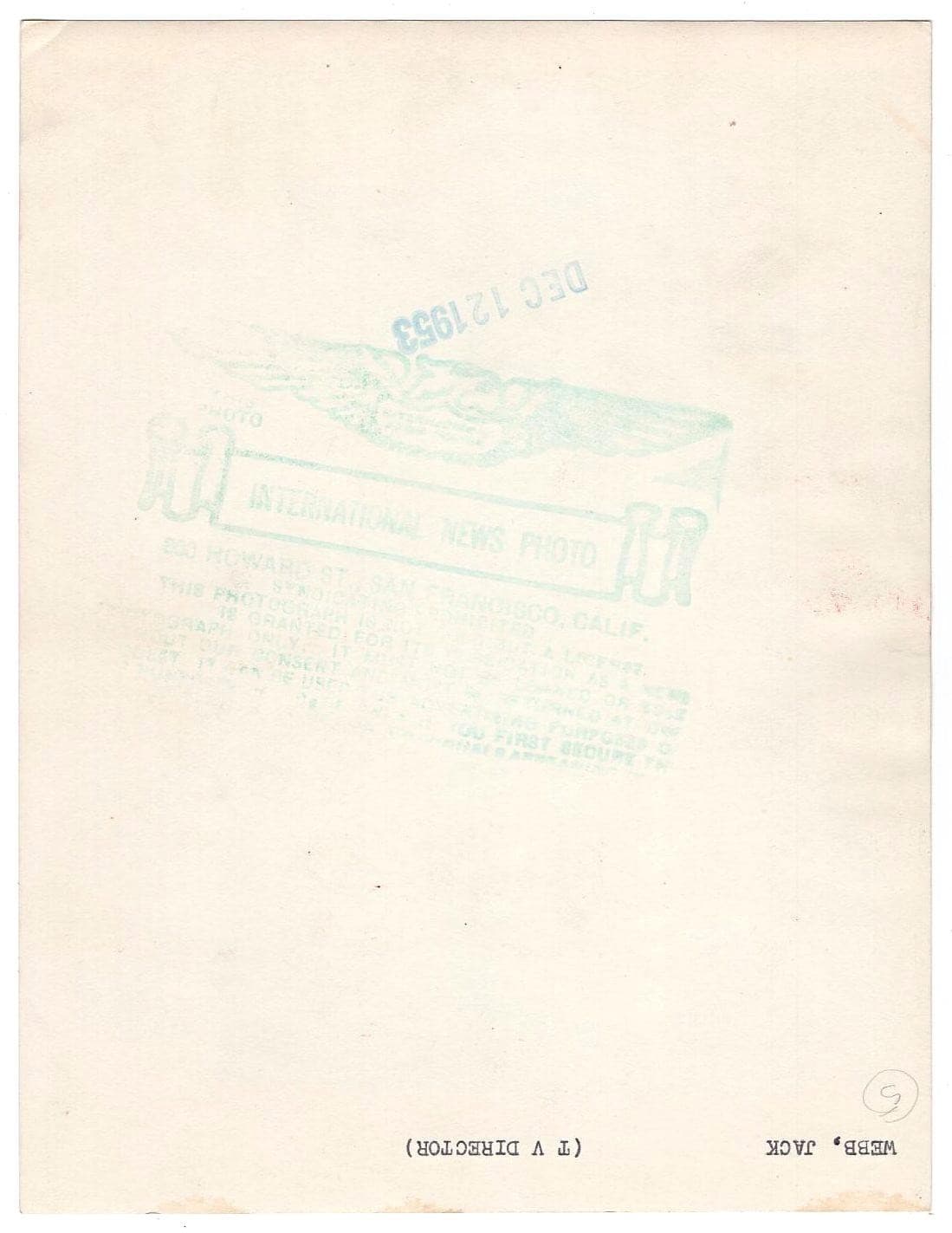 JACK WEBB PRESS PHOTO #5 Dorothy Towne 1953 Orig INTERNATIONAL NEWS - DRAGNET TV 3