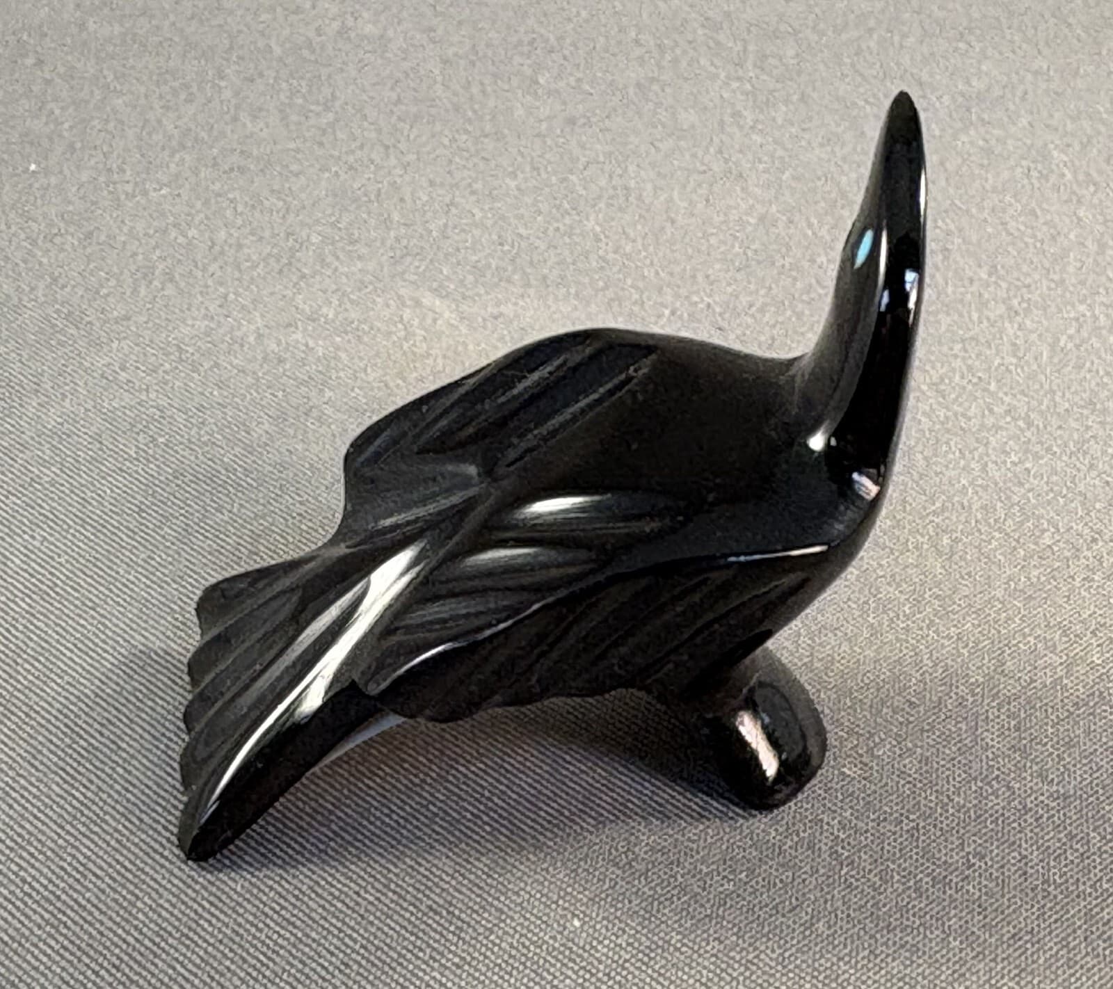 Zuni Carved Left Facing Black Marble Raven Fetish by Calvert Bowannie, NEW 4