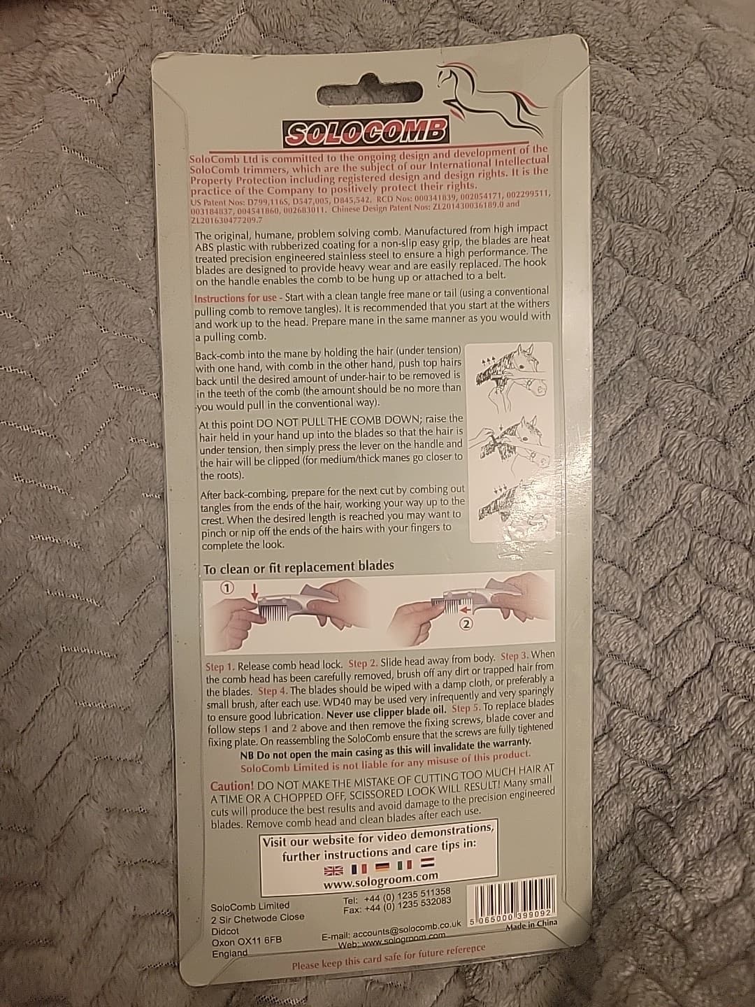 NEW Solocomb Humane Pet Grooming Comb for Horses Dogs & Cat Manes 3