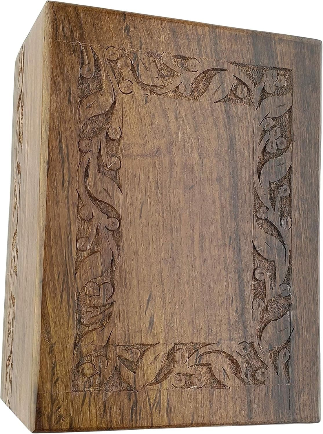 Wooden Urn Box - Urn for Human Ashes Funeral Cremation Urn with Hand Carved Desi 2