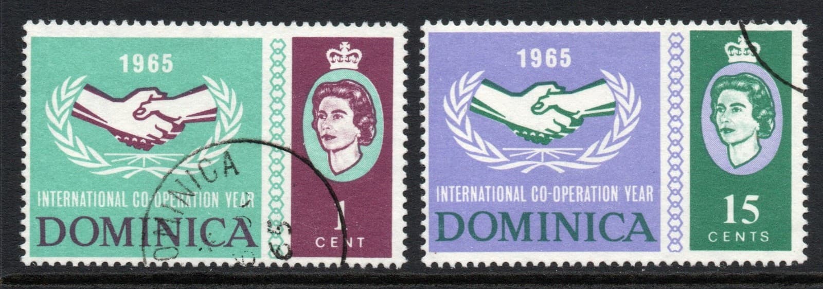 Dominica 1965 International Co-operation Year set SG 185-186 Fine used.