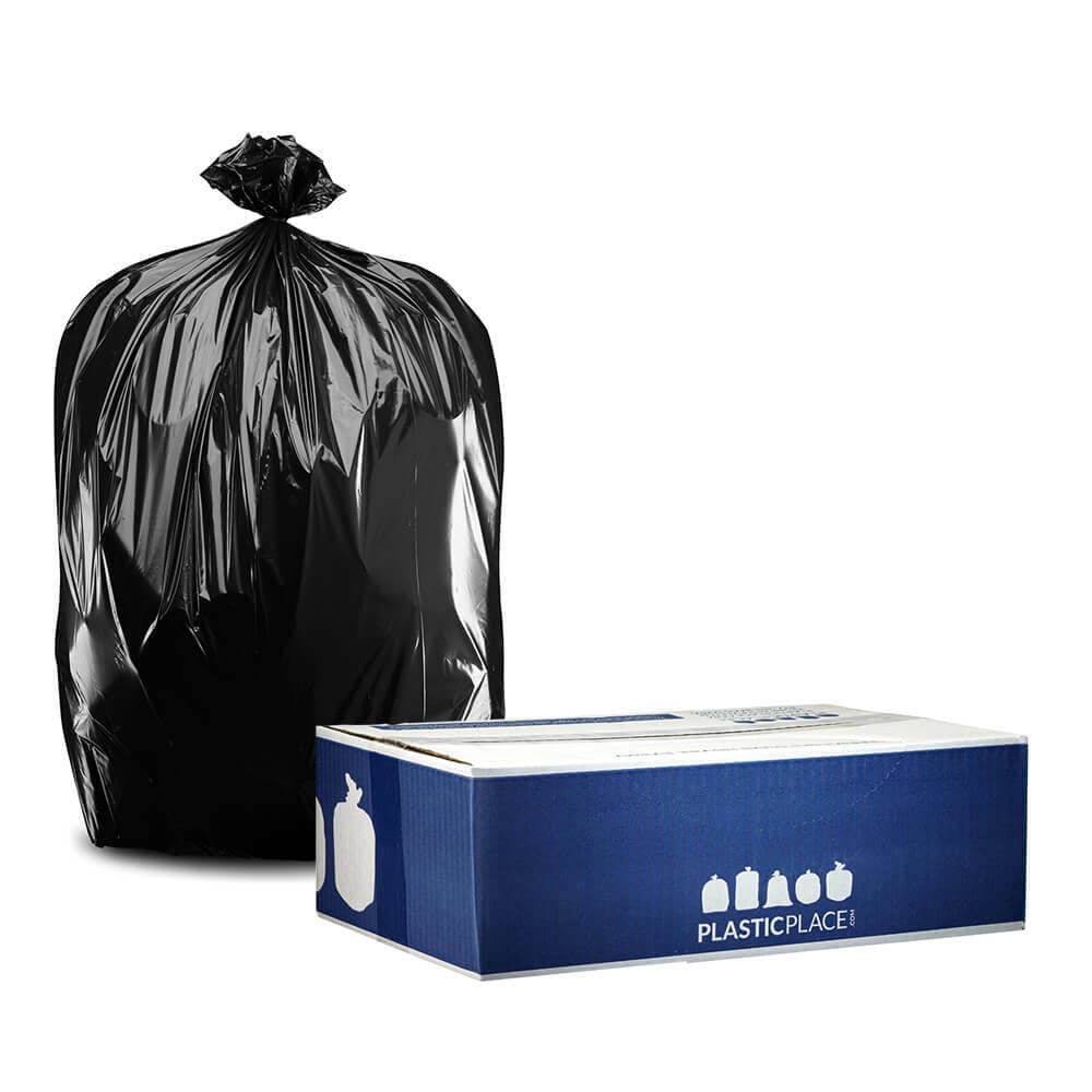 Plasticplace 32-33 Gallon Trash Bags - Black, Case of 100 Garbage Bags 2