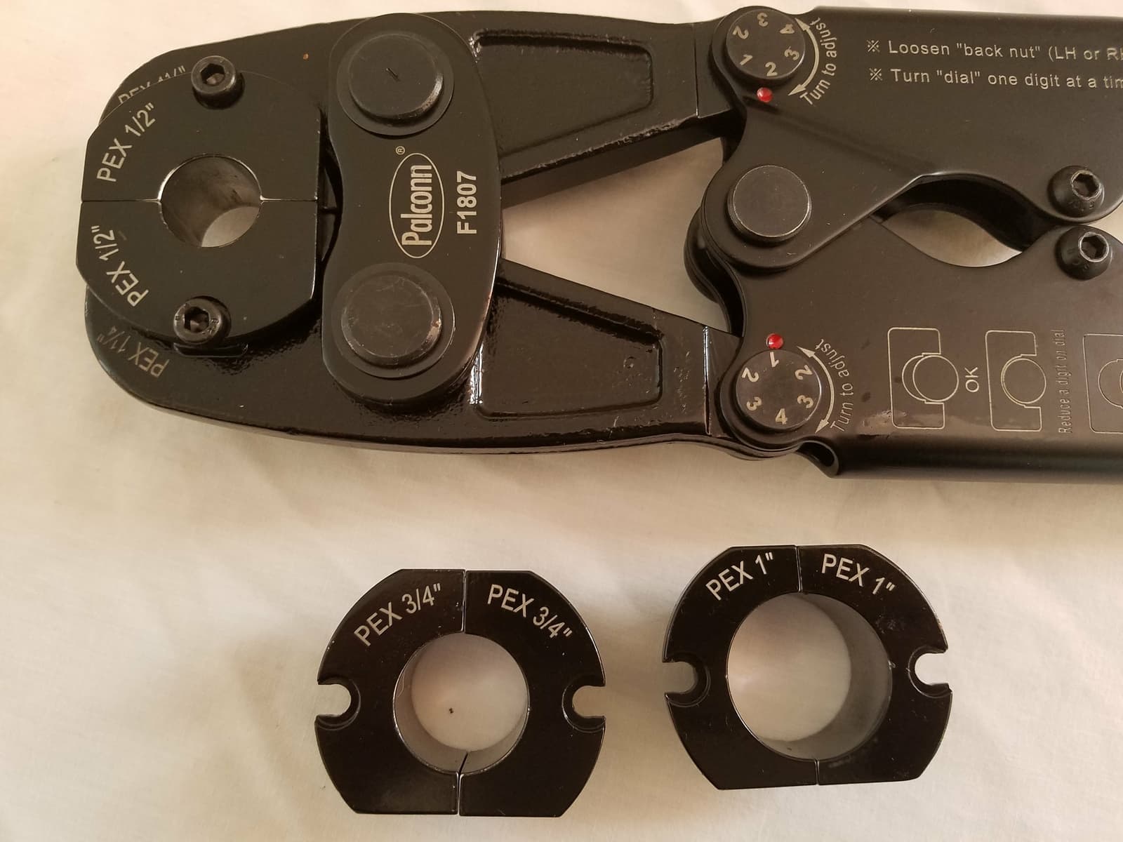 1 1/4" Pex crimp Multi-Tool with 1/2", 3/4", 1" Heads 2