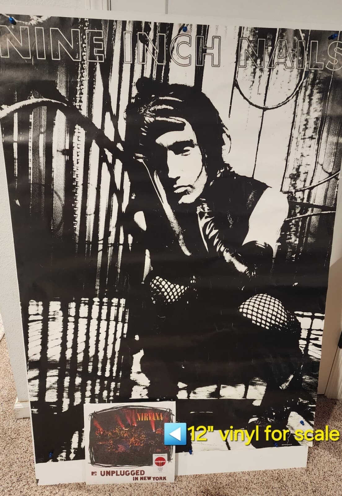 Rare Vtg HUGE Nine Inch Nails 39"x54" Trent Reznor Record Store Promo Poster NIN 2