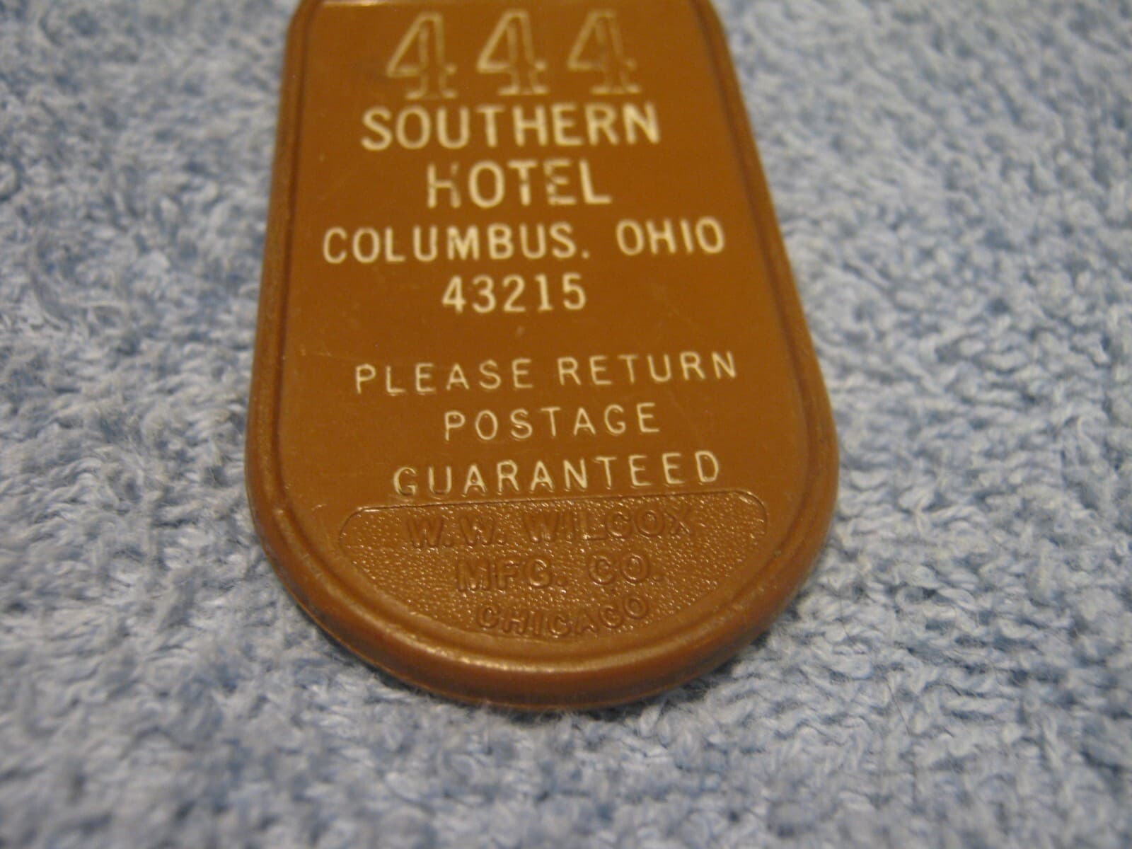 Vintage Hotel Room Key # 444 SOUTHERN HOTEL COLUMBUS OHIO 43215 3