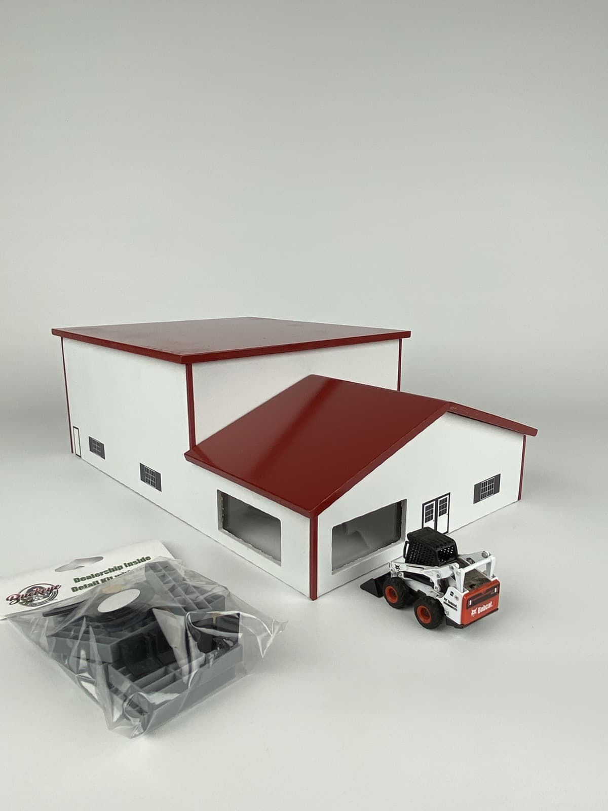 1/64 Farm Dealership Shop Building 50x80 White Sides Red Roof. Lights Up! 4