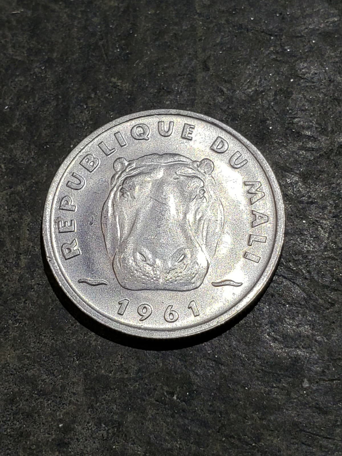 1961 Mali 5 francs, Hippopotamus, animal wildlife coin #17 ***Uncirculated***