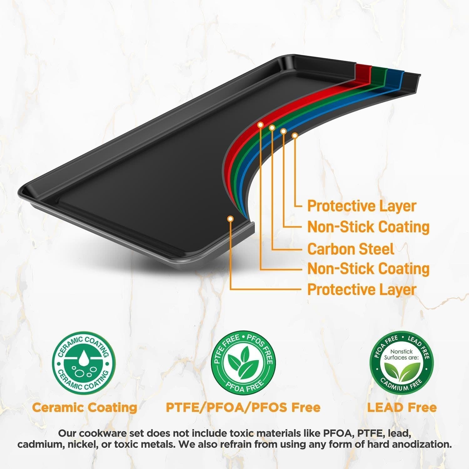 Juego de 8 bandejas antiadherentes apilables para hornear - Libre de PFOA, PFOS 3