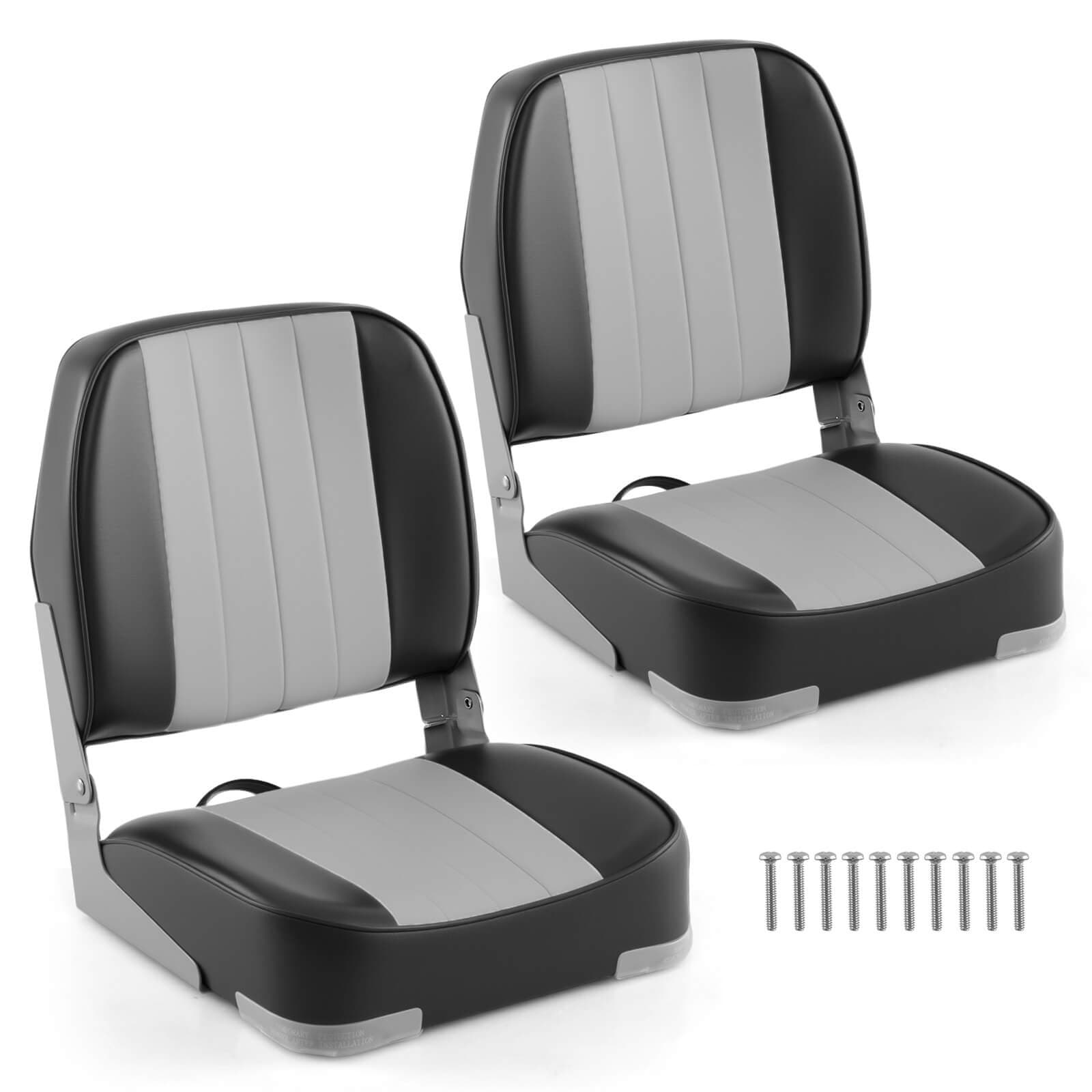 2-Pack Folding Boat Seats w/ Thick Sponge Padding Fixing Bolts Hinges