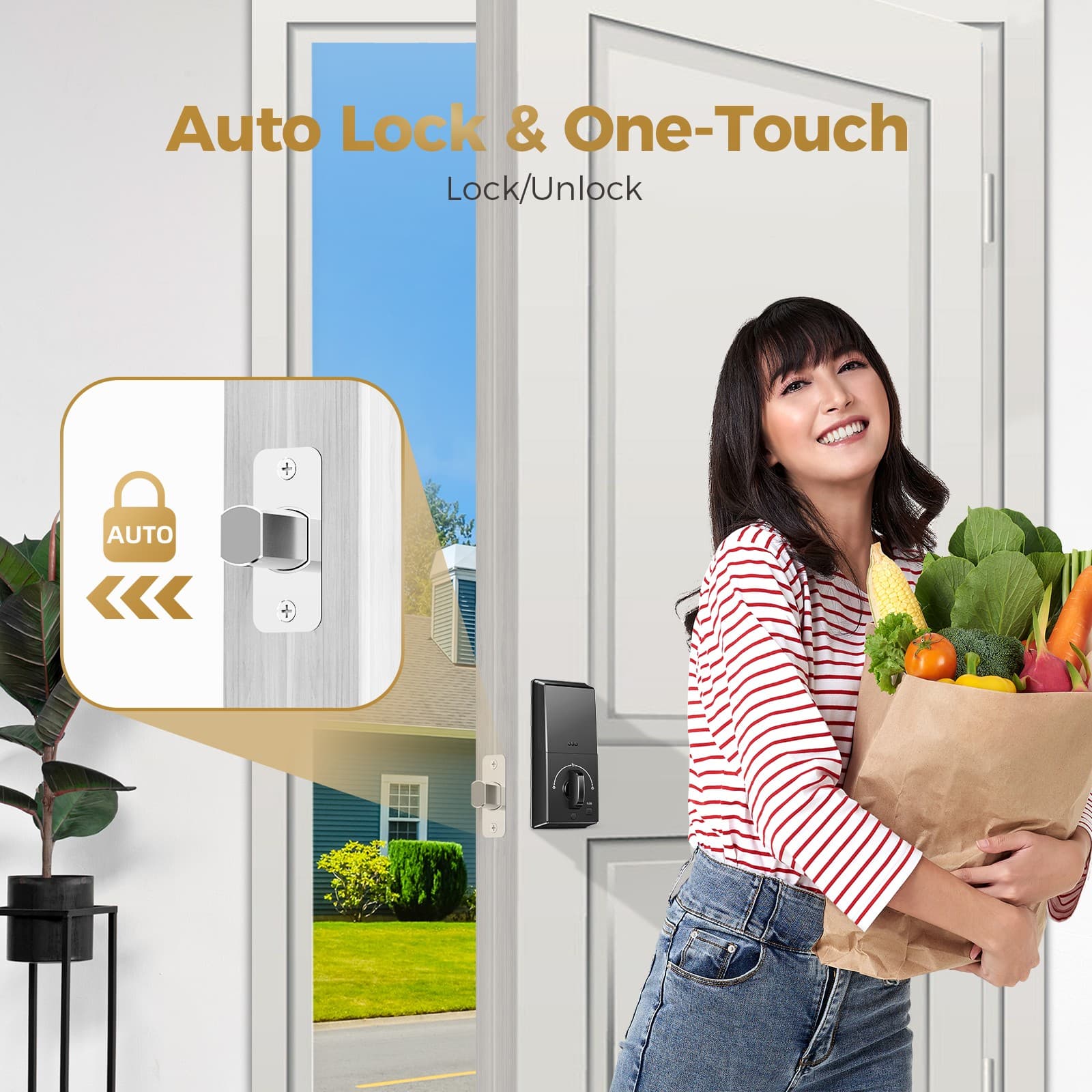 ARPHA Smart Keyless Door Lock Anti-Peeping Password Electronic Keypad Deadbolt 4