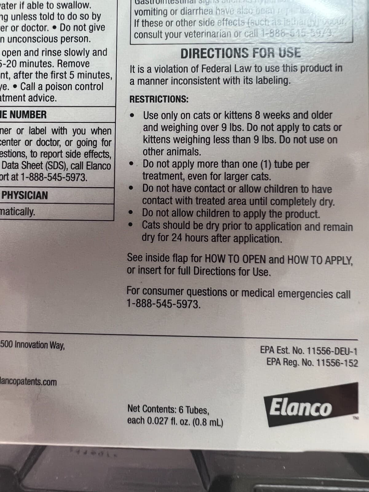 Advantage II for Large Cats (9 lbs and Over) EPA Approved  6 Dose 2321 3