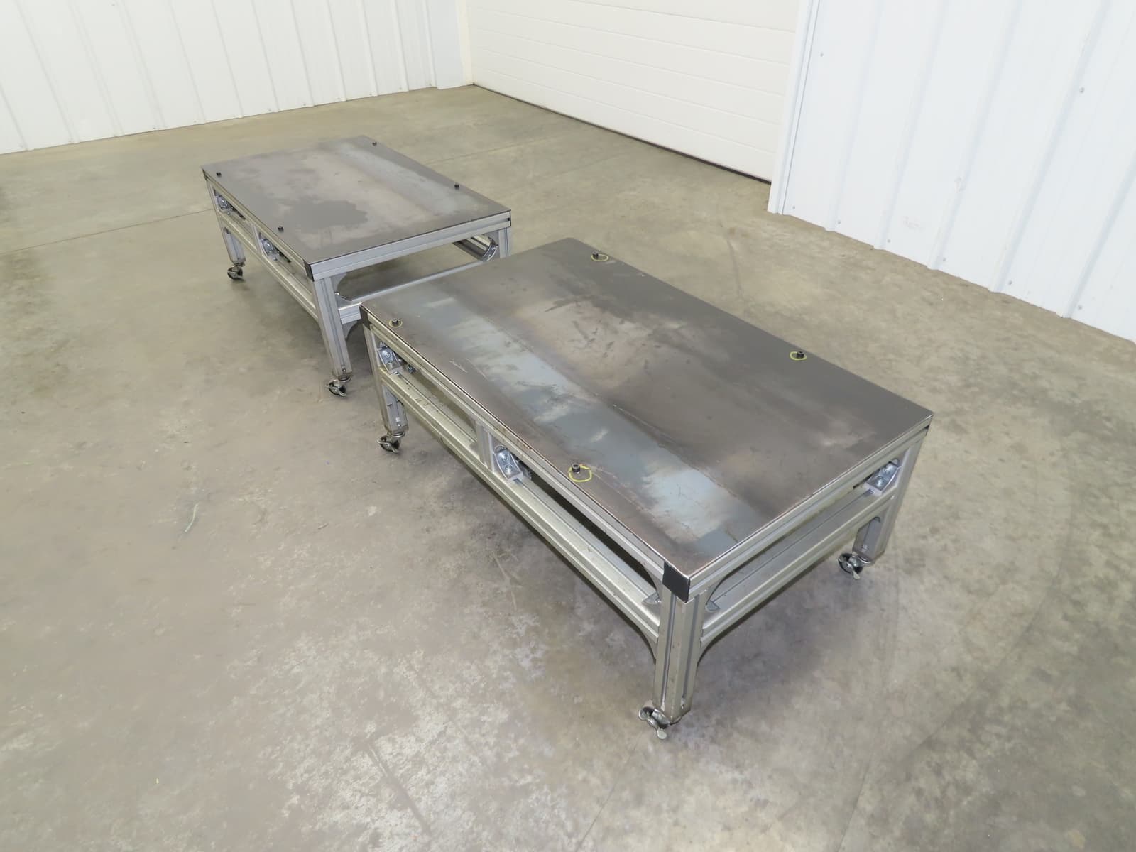3/16" Steel Top Aluminum Table Work Cart 80/20 Extrusion T Slot 39x23" Lot of 2 4