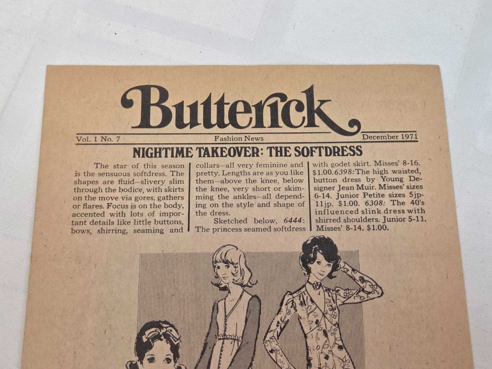 Butterick Fashion News Vintage January 1971 Pamphlet Advertisement Vol 1 No. 7 3
