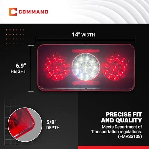 12V LED RV & Trailer Sealed Triple Tail Light – Surface Mount – 2-Pack (Aftermar 4