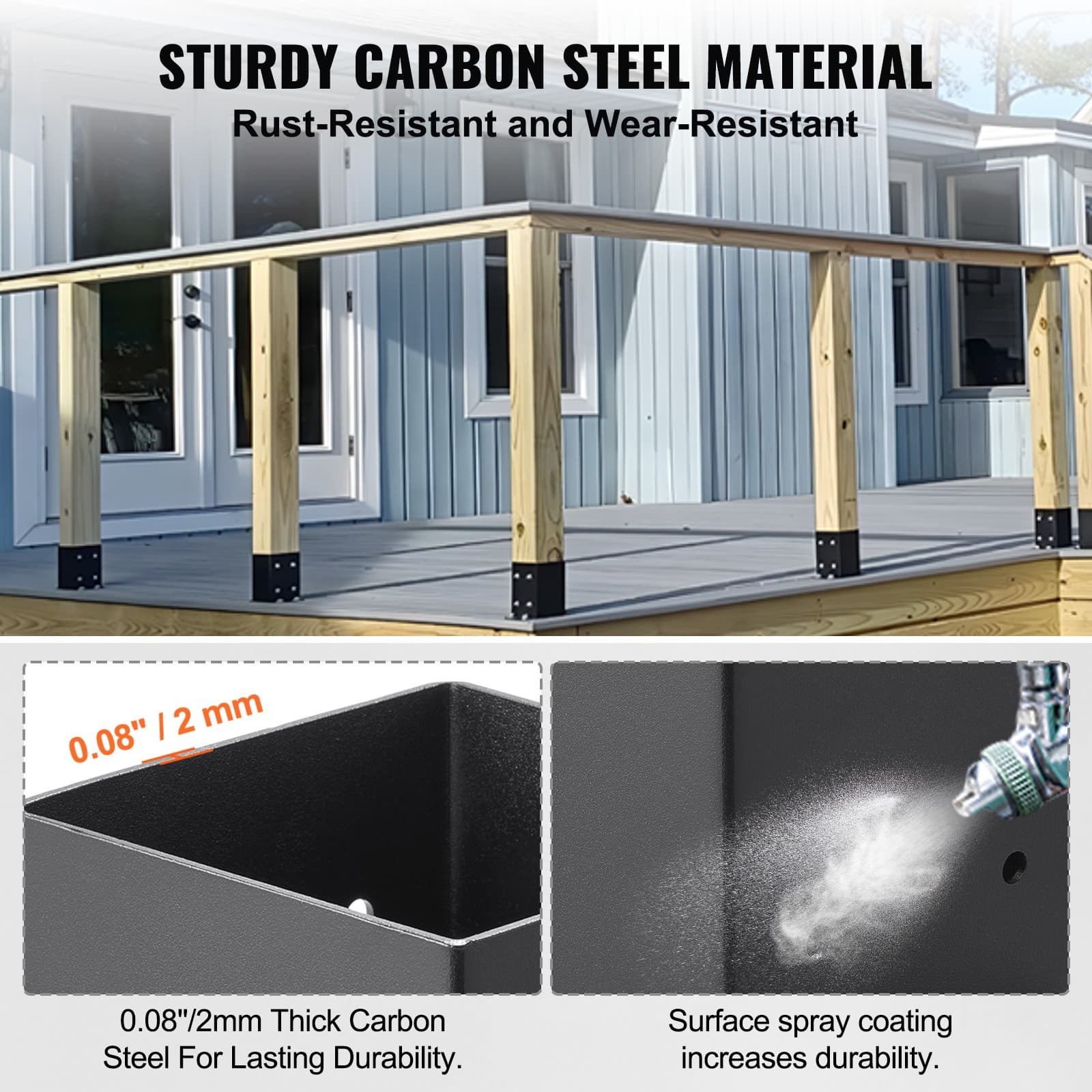 Uimoso 10 Pcs 4x4 (Inner Size 3.6x3.6) Post Base Brackets Wood Fence Post Anchor 4