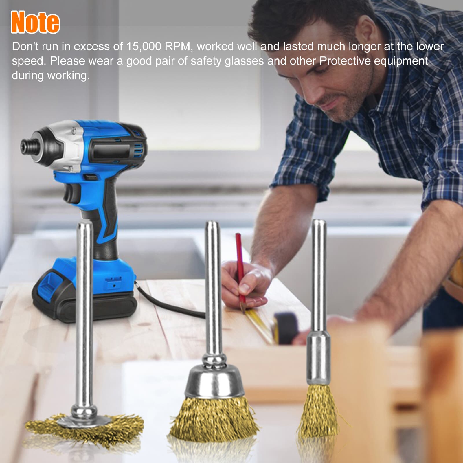 45x 1/8" Steel Wire Cup Wheel Bowl Pen Polishing Mix Brush Set for Rotary Tool 6