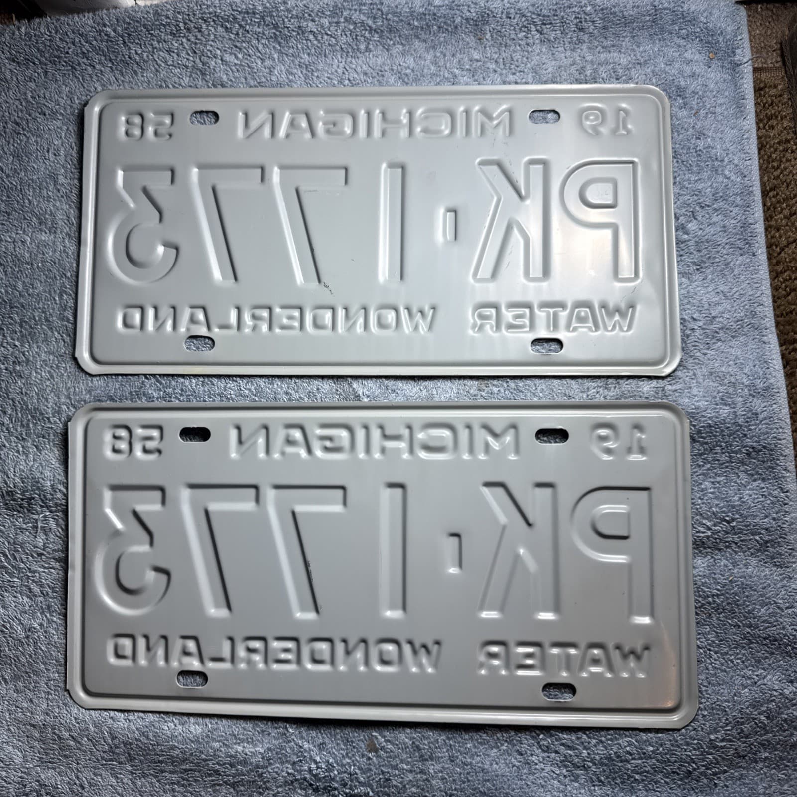 1958 Michigan License Plate Pair PK-1773 Water Wonderland 6