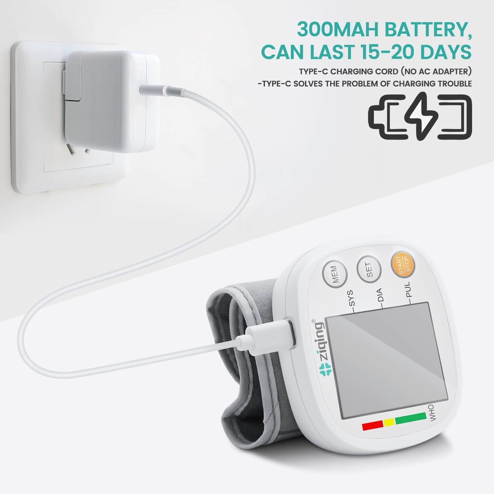 ZIQING Digital Blood Pressure Monitor Wrist BP Cuff Gauge Heart Rate Machine 6