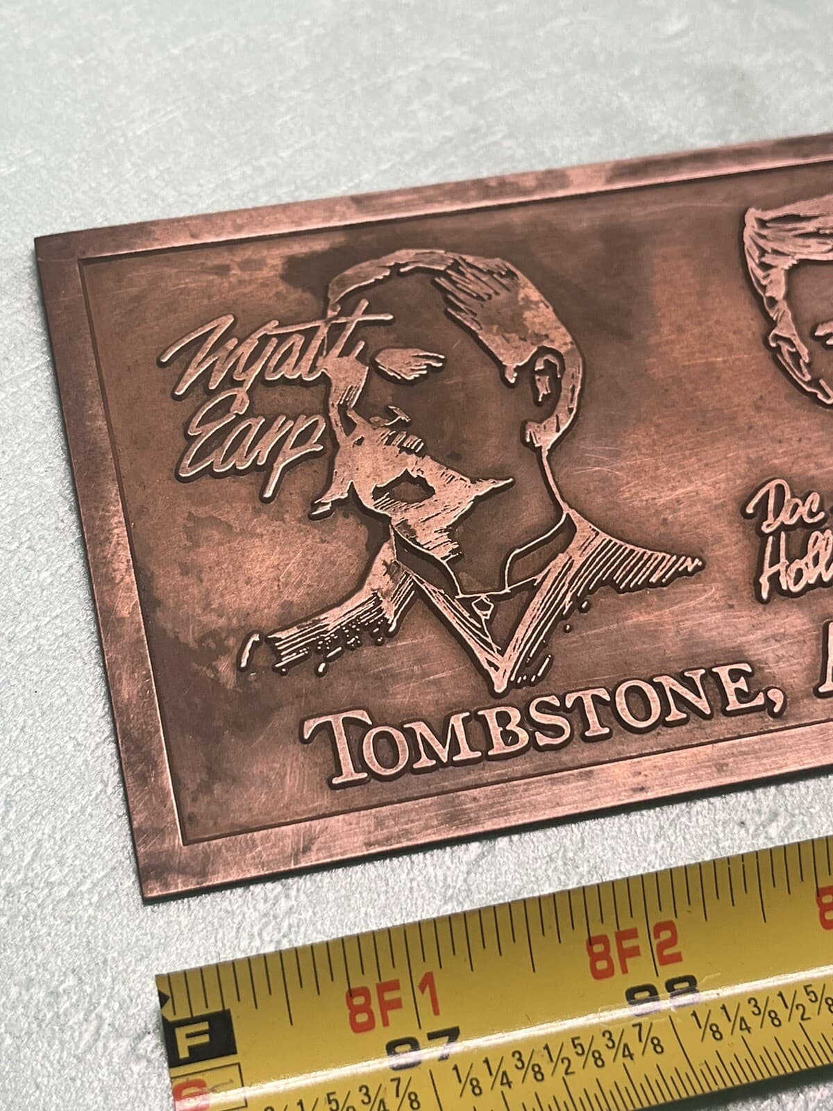 Vintage Solid Copper Souvenir Tombstone Earp Doc Holliday AZ Arizona Sign 66 2
